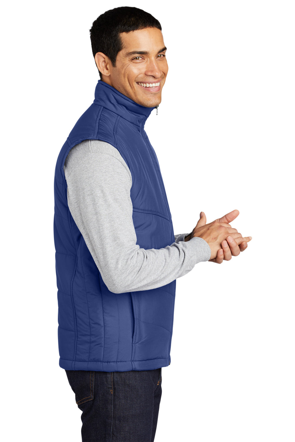 Port Authority Puffy Vest. J709 - Mediterranean Blue/ Black - side