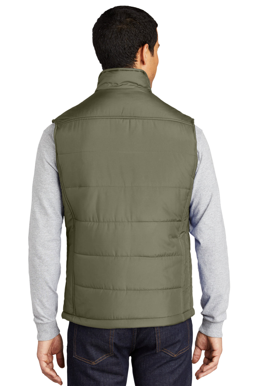 Port Authority Puffy Vest. J709 - Olive/ Cayenne - back