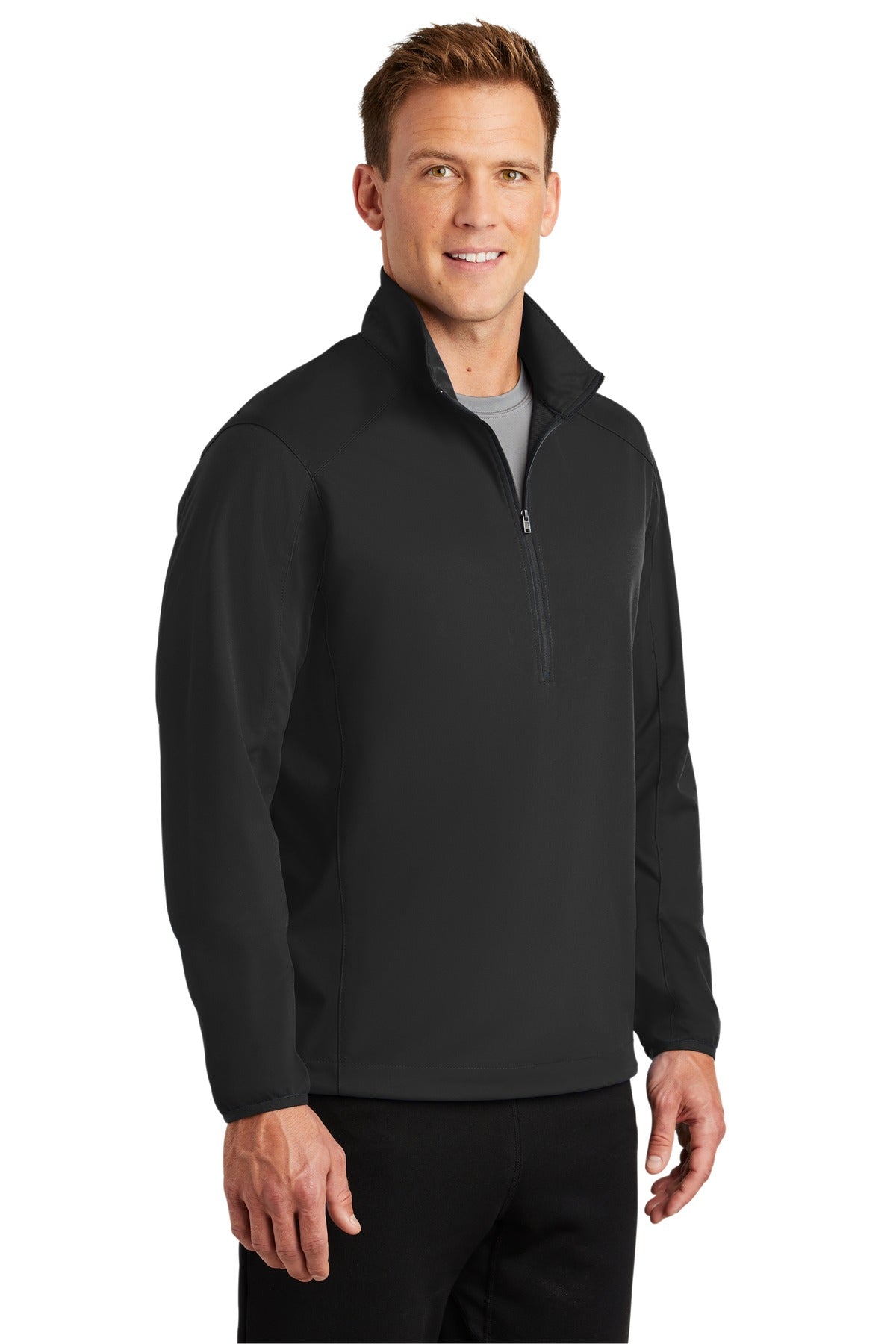 Port Authority Active 1/2-Zip Soft Shell Jacket. J716 - Deep Black - three_q