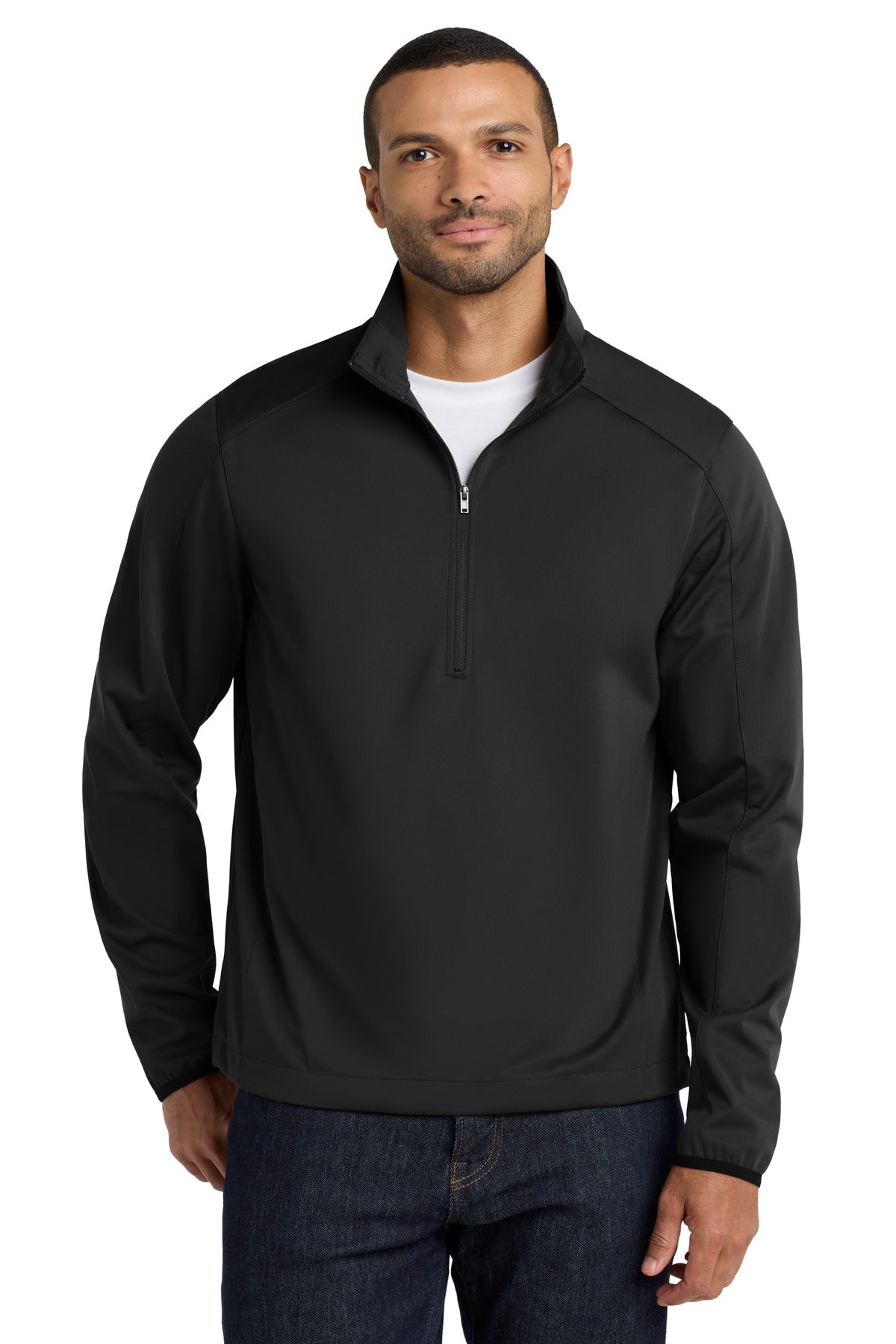 Port Authority Active 1/2-Zip Soft Shell Jacket. J716 - Deep Black - front