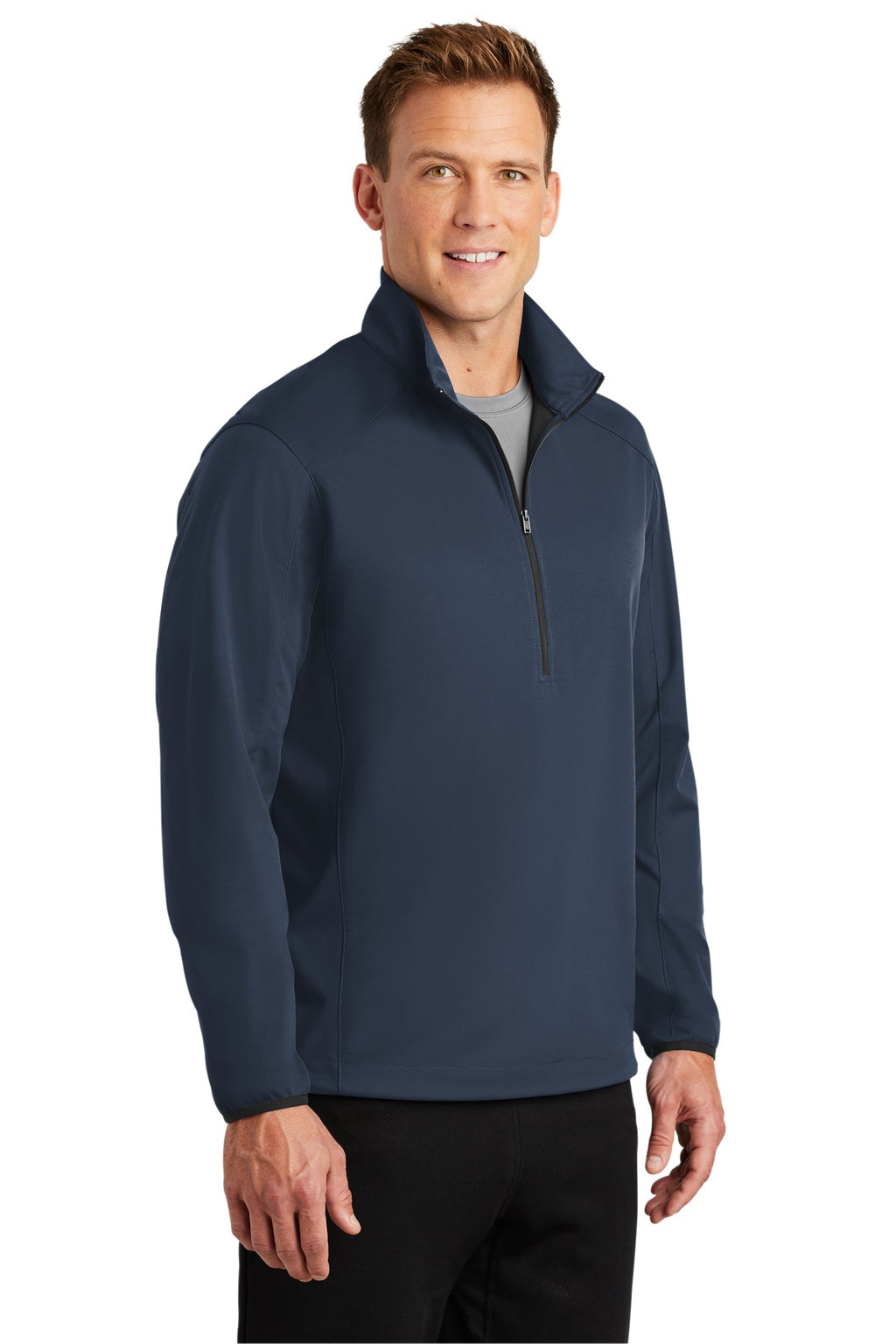 Port Authority Active 1/2-Zip Soft Shell Jacket. J716 - Dress Blue Navy - three_q
