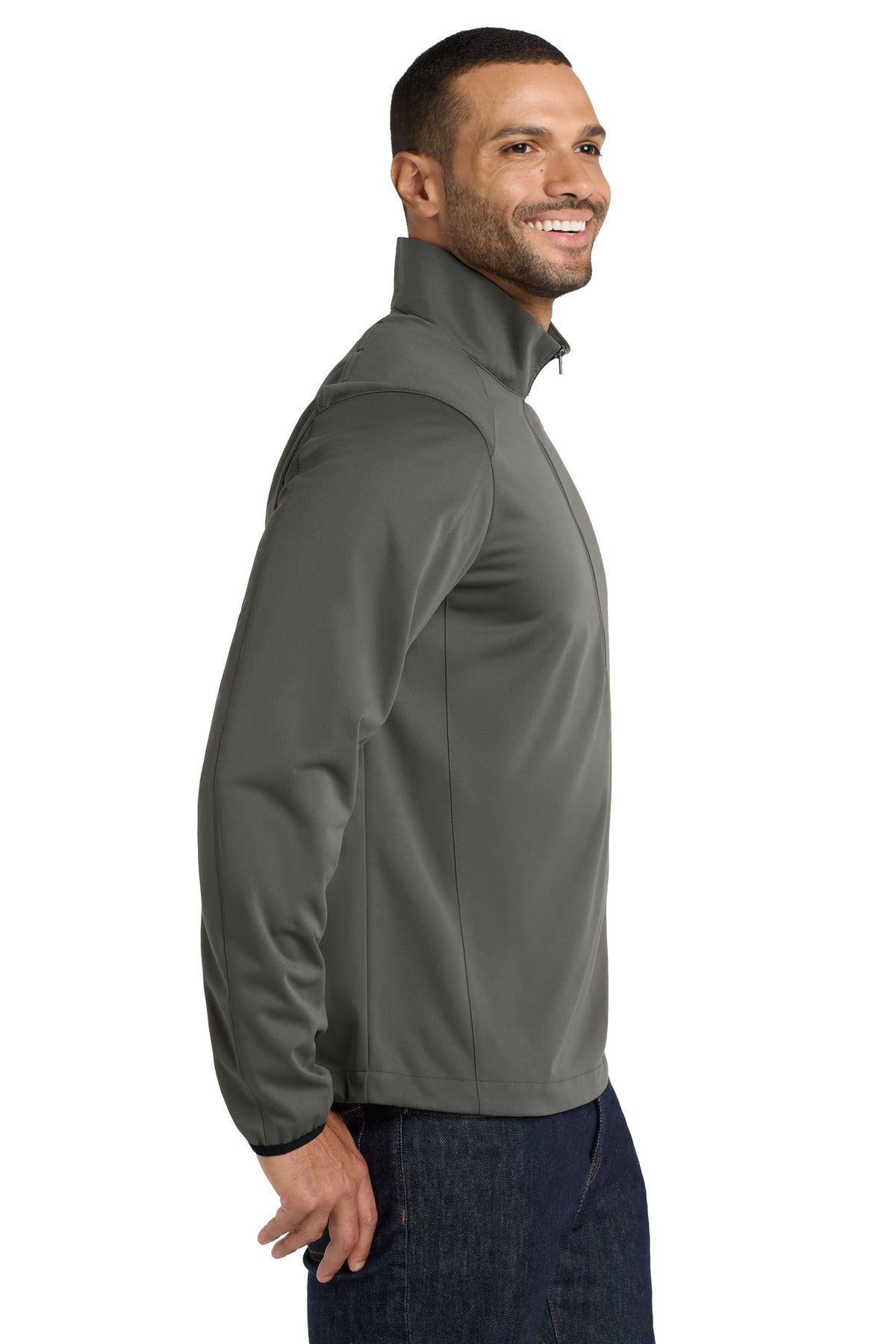 Port Authority Active 1/2-Zip Soft Shell Jacket. J716 - Grey Steel - side