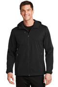 Port Authority Active Hooded Soft Shell Jacket. J719 - Deep Black - front