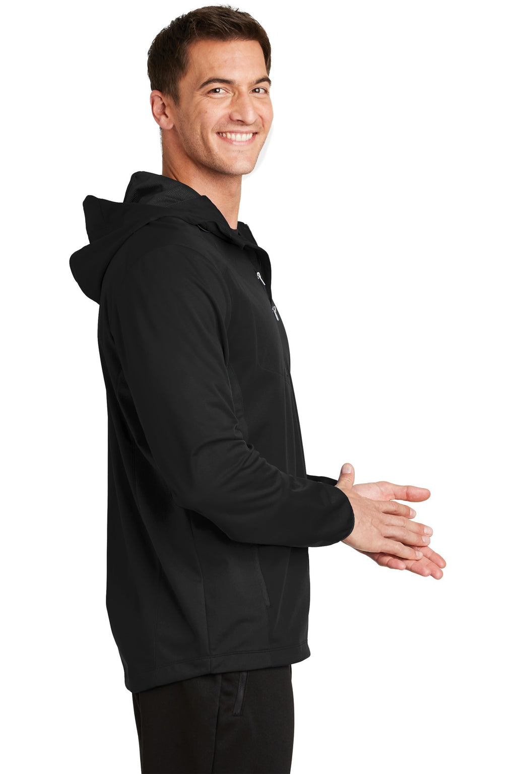 Port Authority Active Hooded Soft Shell Jacket. J719 - Deep Black - side