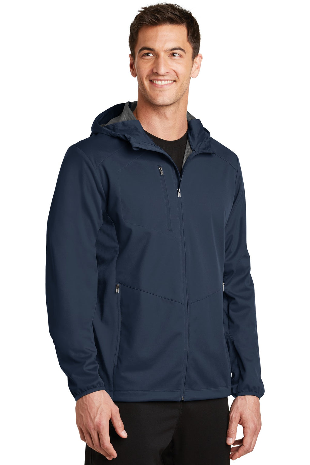 Port Authority Active Hooded Soft Shell Jacket. J719 - Dress Blue Navy - three_q