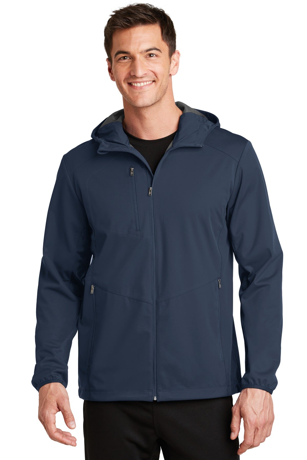 Port Authority Active Hooded Soft Shell Jacket. J719 - Dress Blue Navy - front