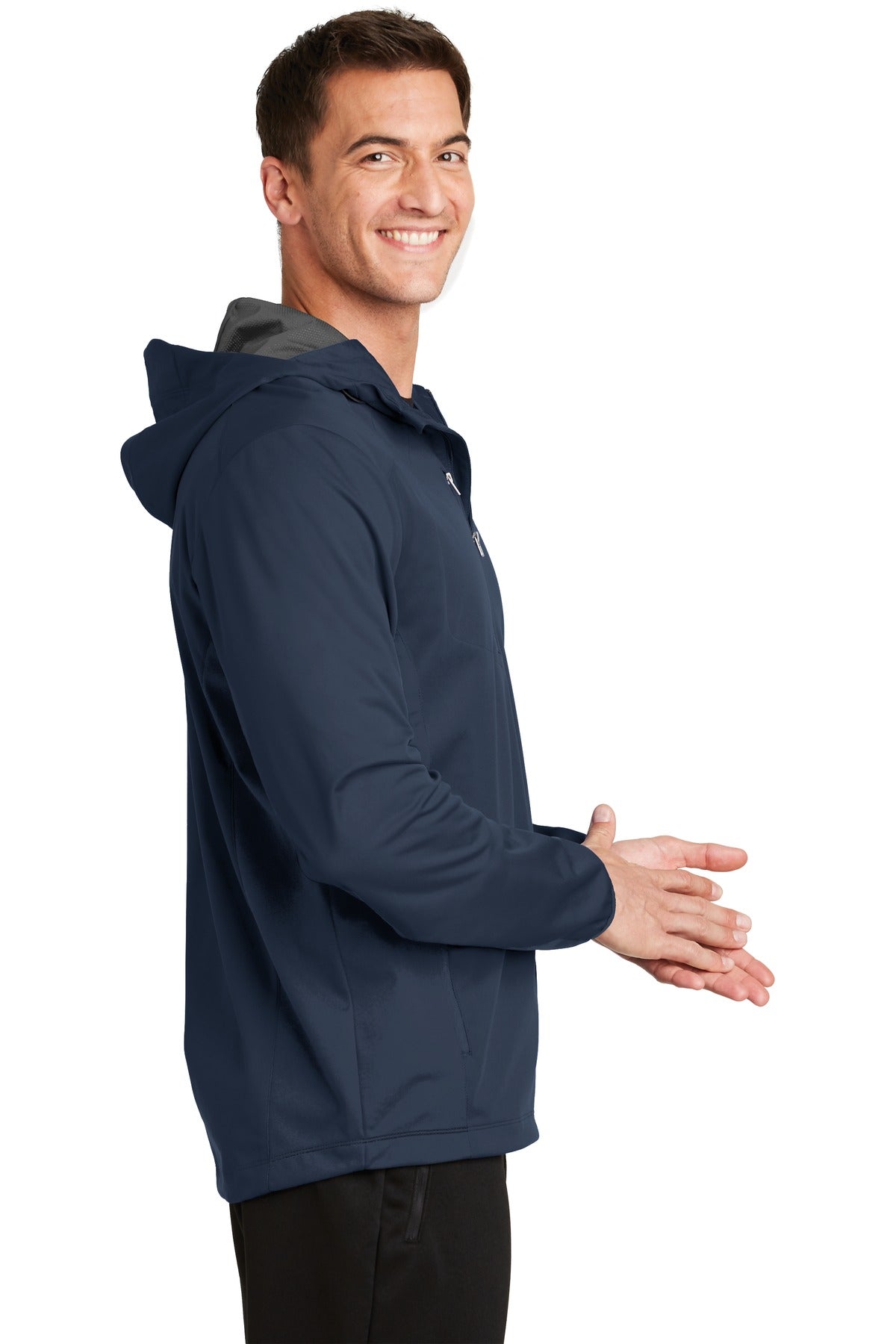 Port Authority Active Hooded Soft Shell Jacket. J719 - Dress Blue Navy - side
