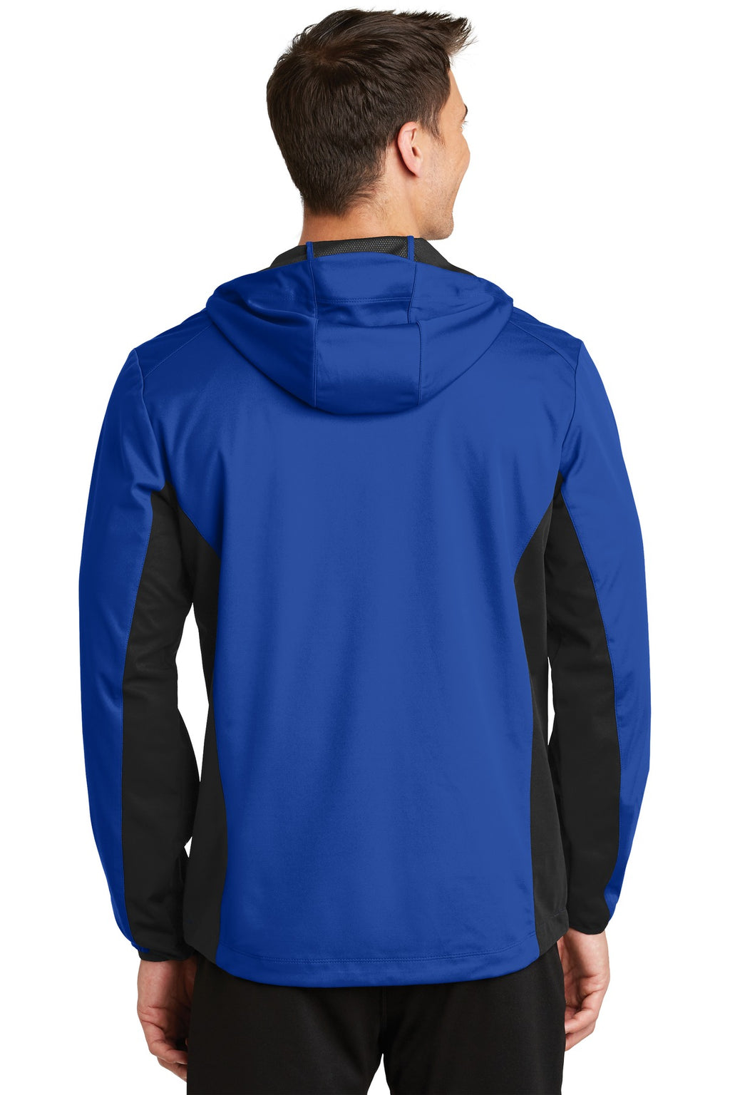 Port Authority Active Hooded Soft Shell Jacket. J719 - True Royal/ Deep Black - back