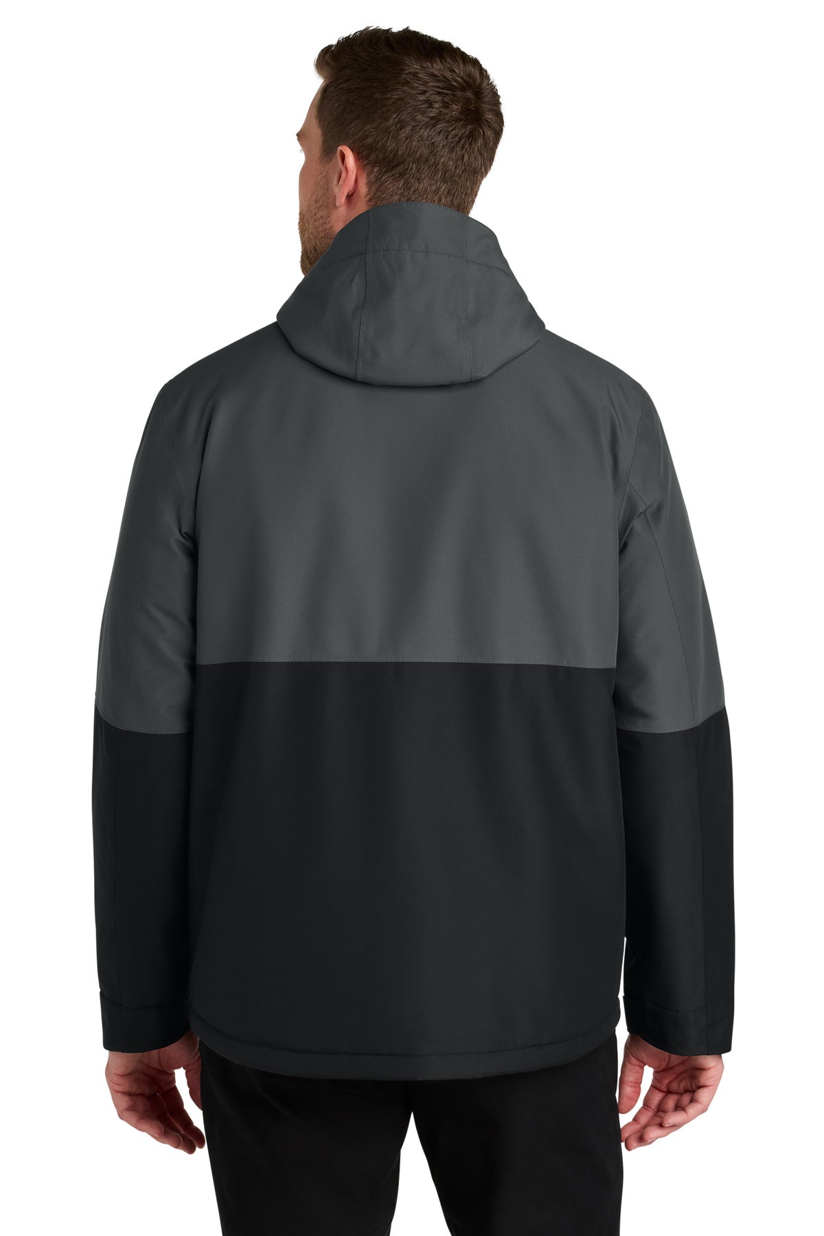 Port Authority Insulated Heavy Ripstop Jacket J721 - Grey Steel/ Deep Black - back