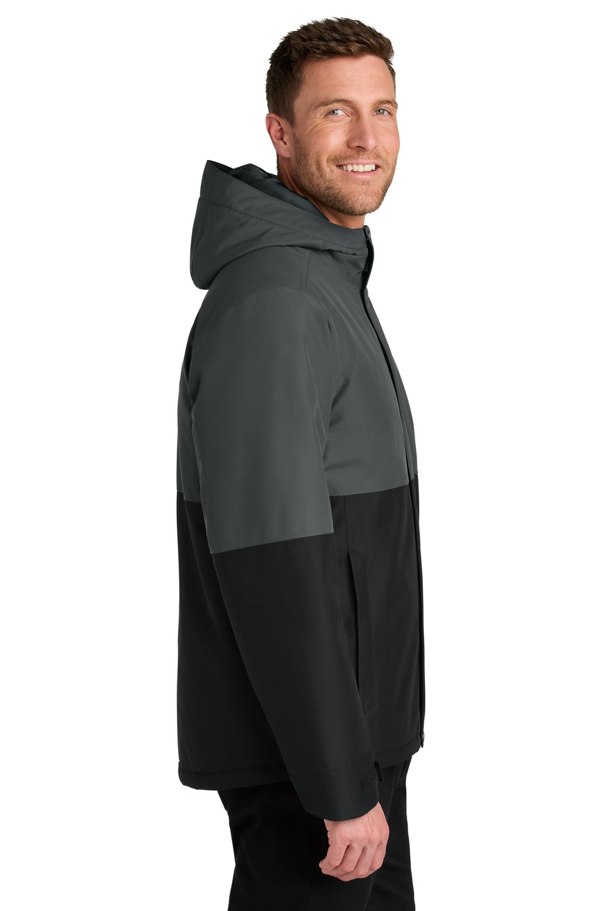 Port Authority Insulated Heavy Ripstop Jacket J721 - Grey Steel/ Deep Black - side