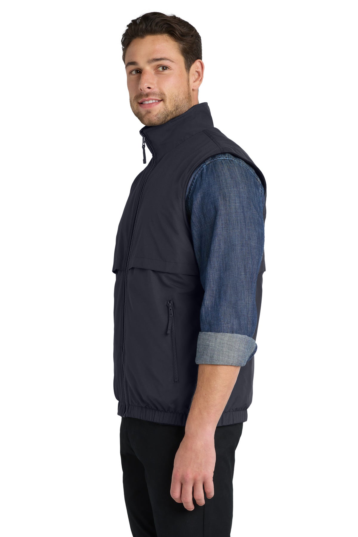 Port Authority Reversible Charger Vest. J7490 - Battleship Grey - side