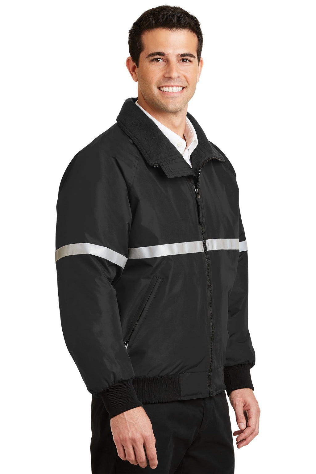 Port Authority Challenger Jacket with Reflective Taping J754R - True Black/ True Black/ Reflective - three_q