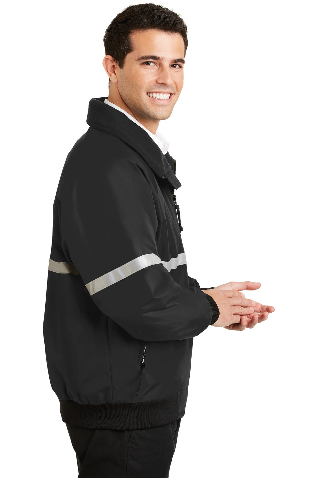 Port Authority Challenger Jacket with Reflective Taping J754R - True Black/ True Black/ Reflective - side