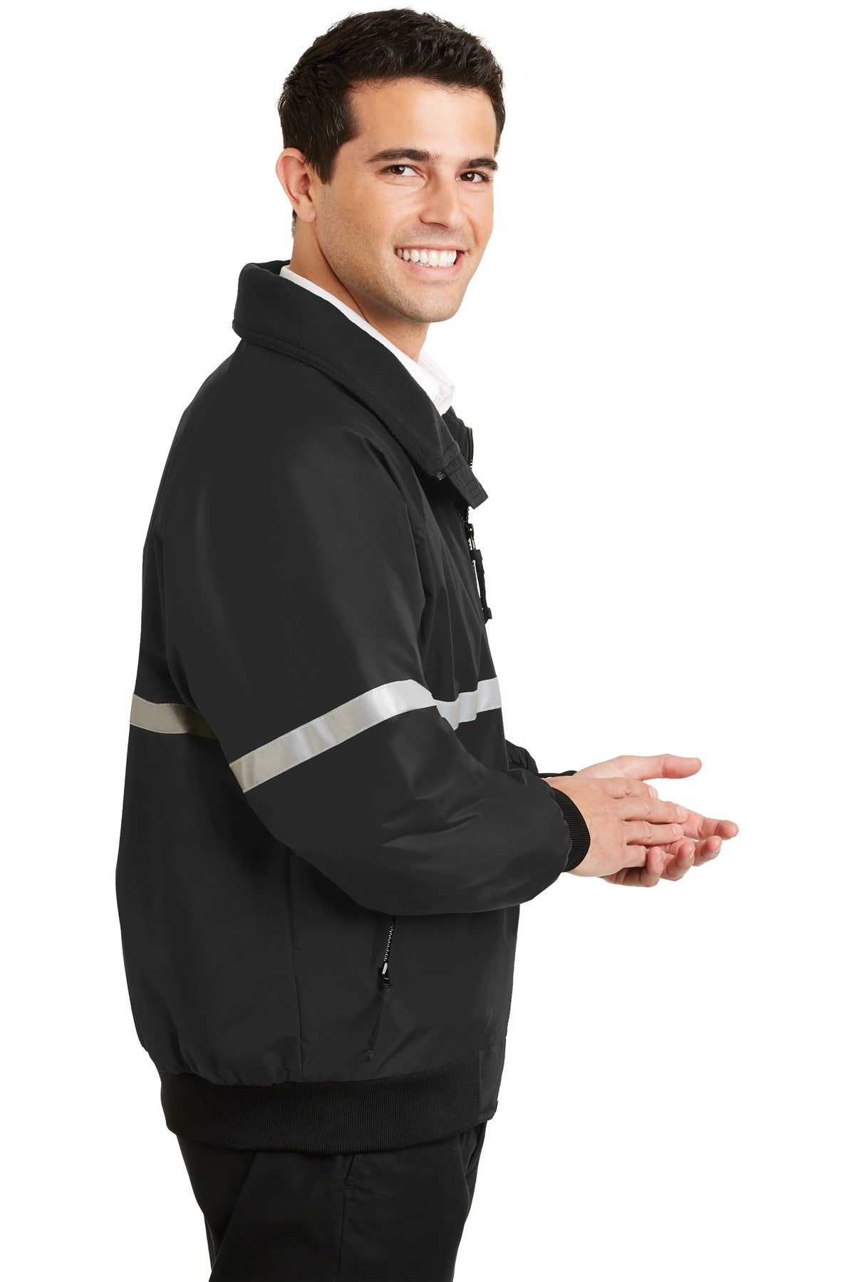 Port Authority Challenger Jacket with Reflective Taping J754R - True Black/ True Black/ Reflective - side
