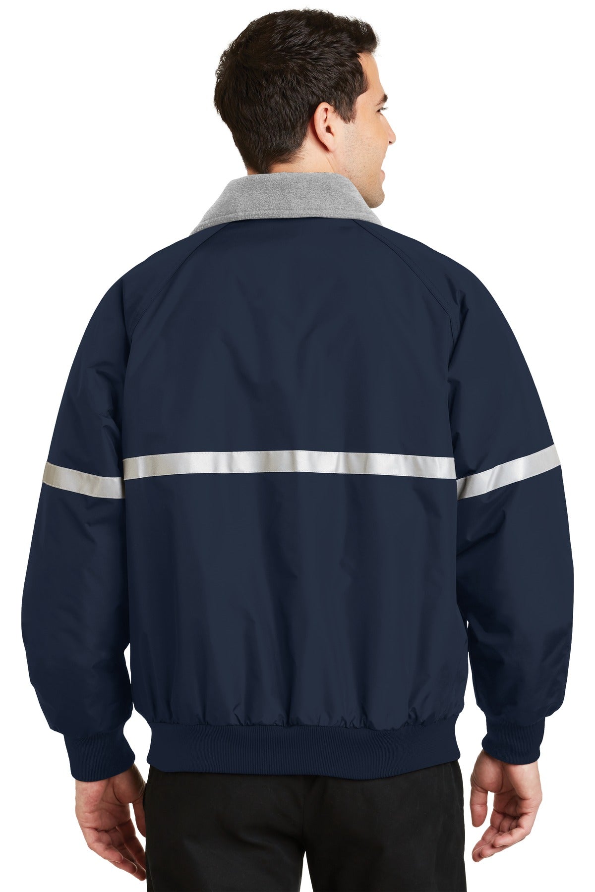 Port Authority Challenger Jacket with Reflective Taping J754R - True Navy/ Grey Heather/ Reflective - back