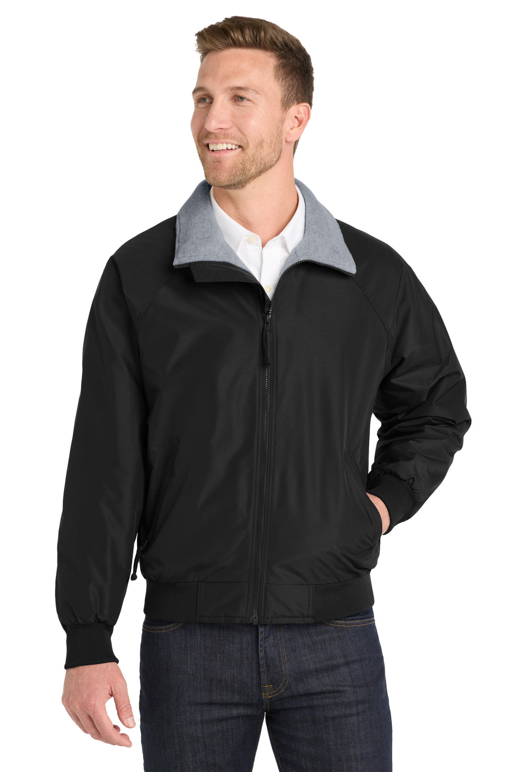 Port Authority Challenger Jacket. J754 - True Black/ Grey Heather - front