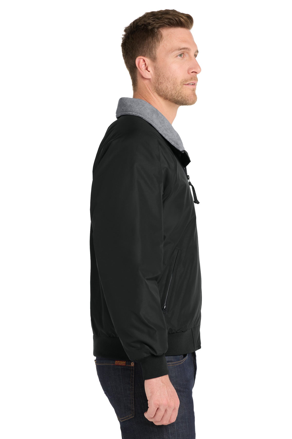 Port Authority Challenger Jacket. J754 - True Black/ Grey Heather - side