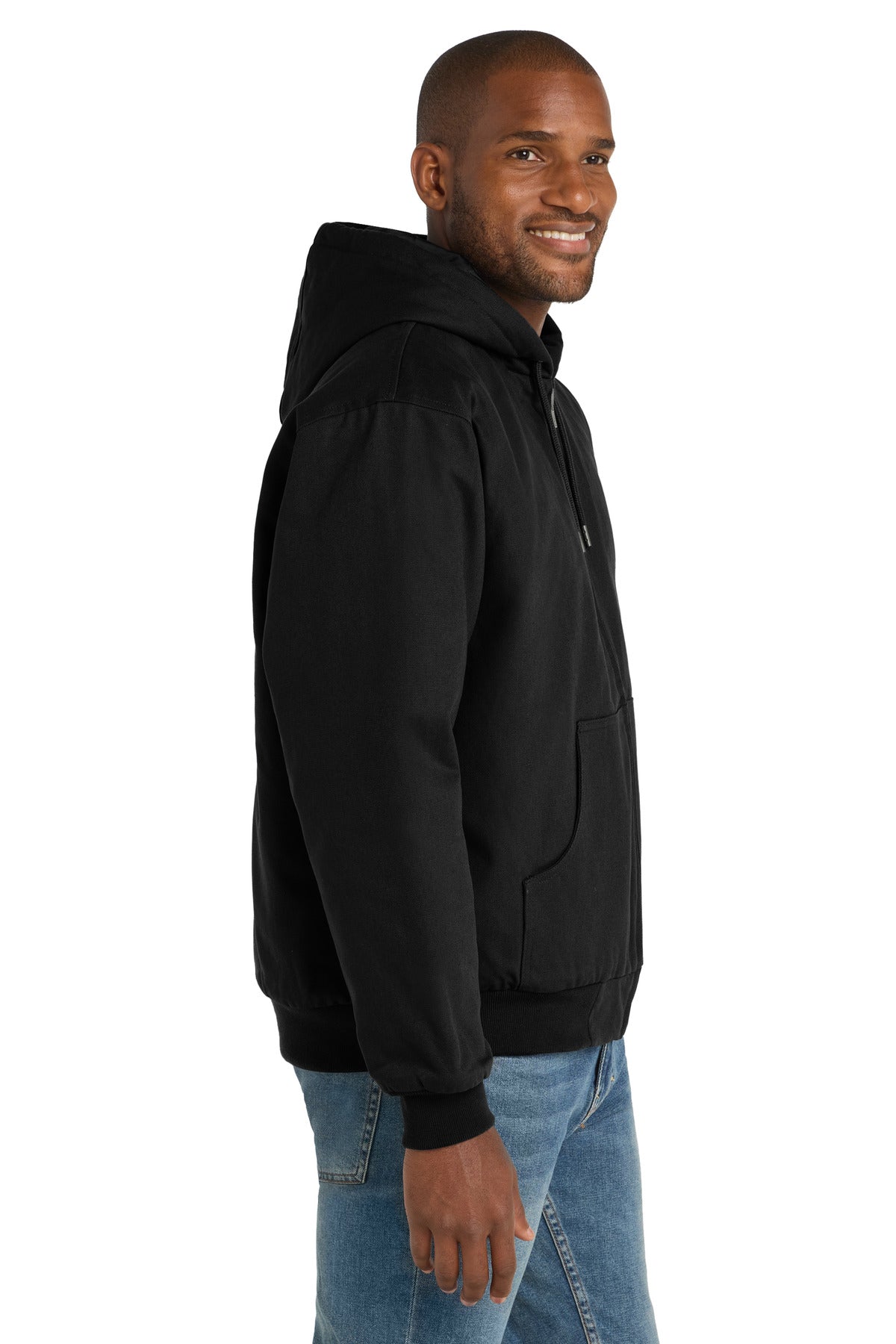 CornerStone - Duck Cloth Hooded Work Jacket. J763H - Black - side