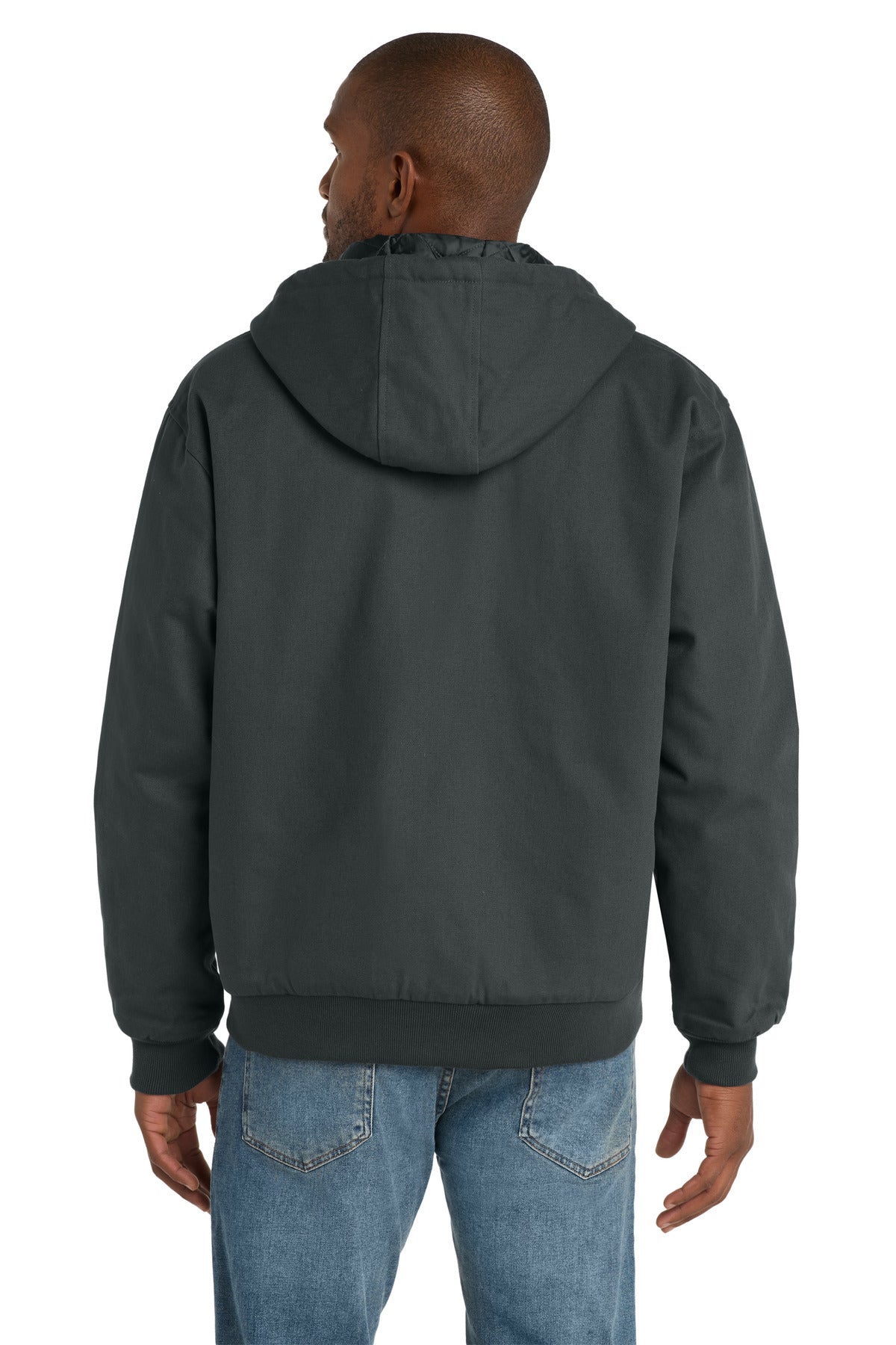 CornerStone - Duck Cloth Hooded Work Jacket. J763H - Charcoal - back