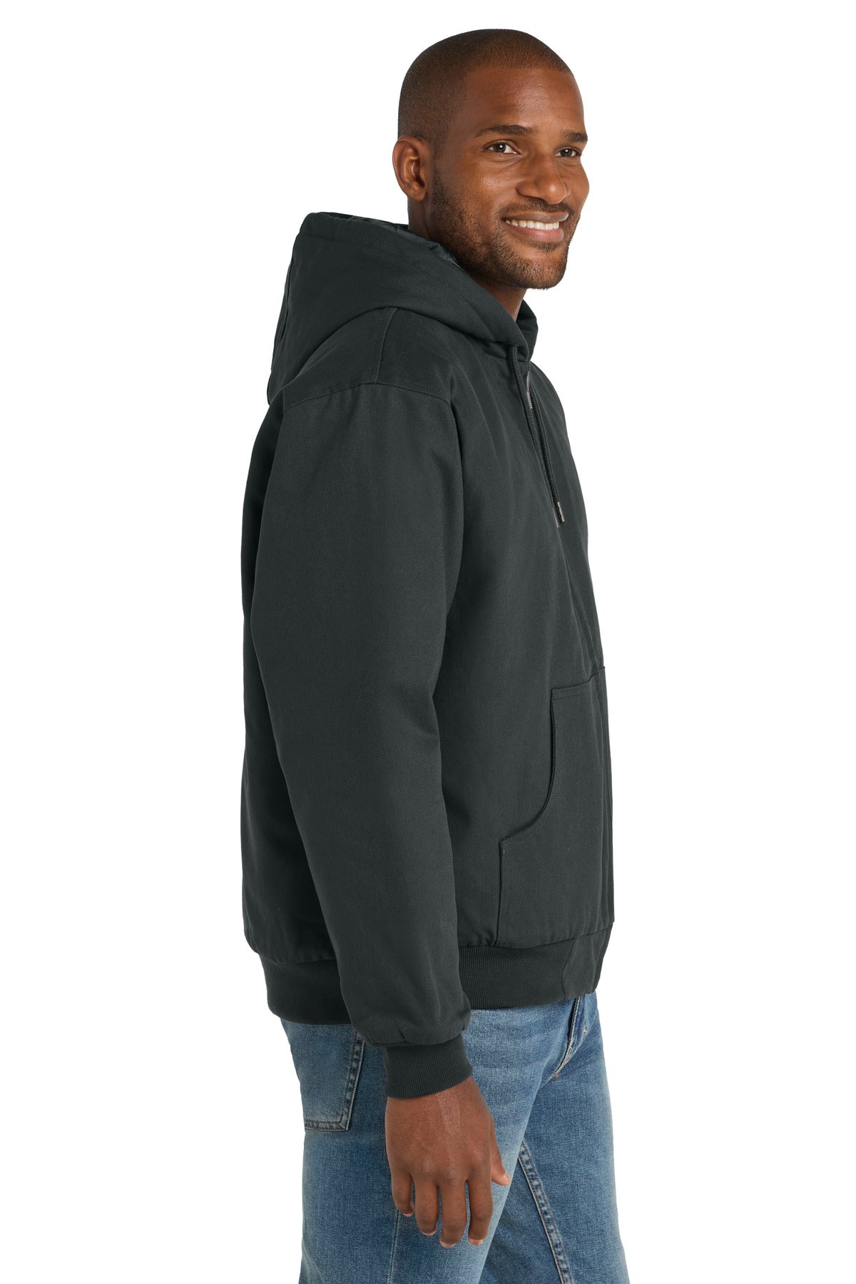 CornerStone - Duck Cloth Hooded Work Jacket. J763H - Charcoal - side