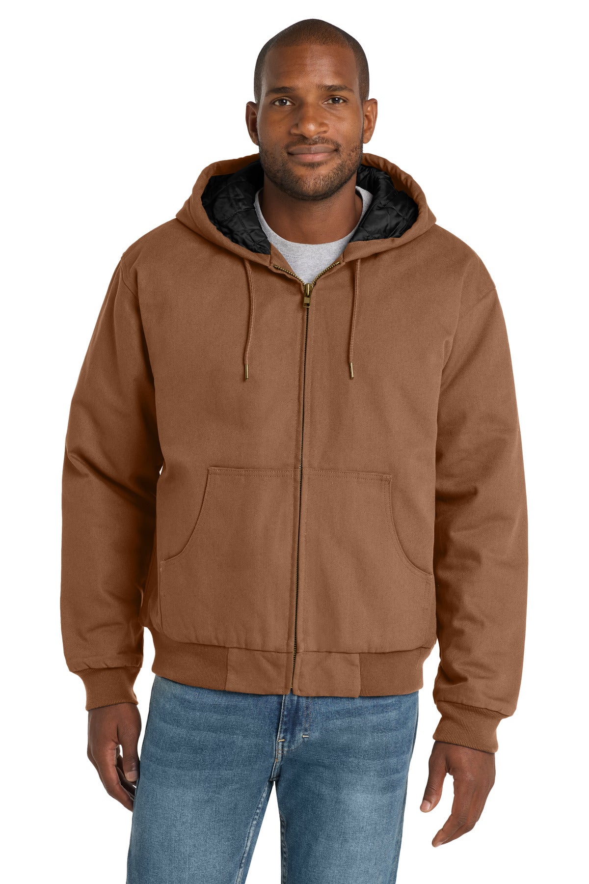 CornerStone - Duck Cloth Hooded Work Jacket. J763H - Duck Brown - front