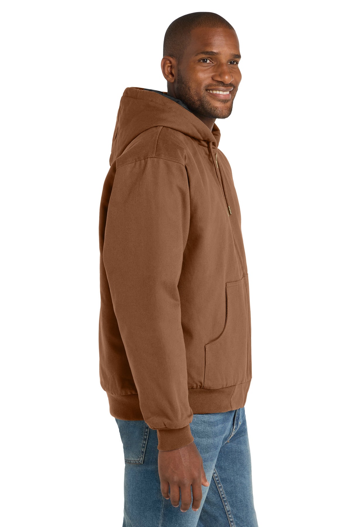 CornerStone - Duck Cloth Hooded Work Jacket. J763H - Duck Brown - side