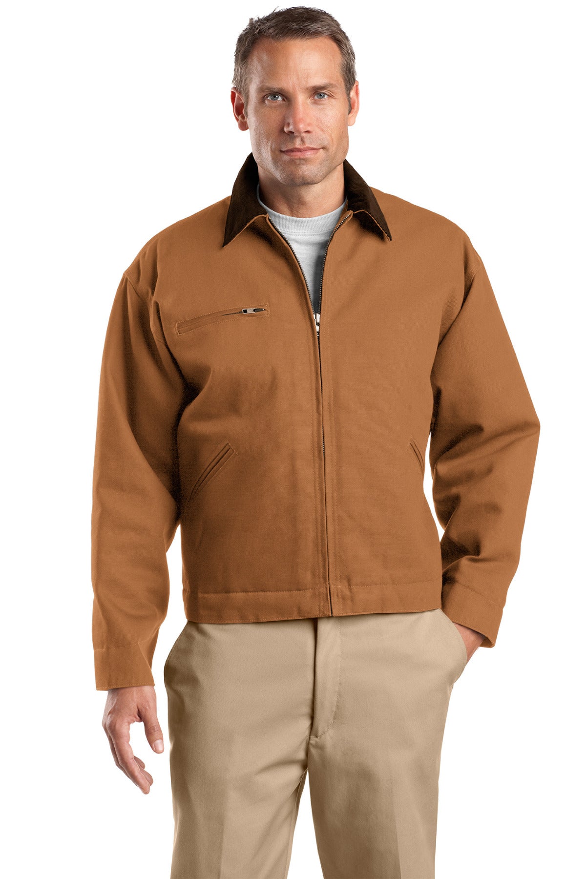 CornerStone Tall Duck Cloth Work Jacket. TLJ763 - Duck Brown - front