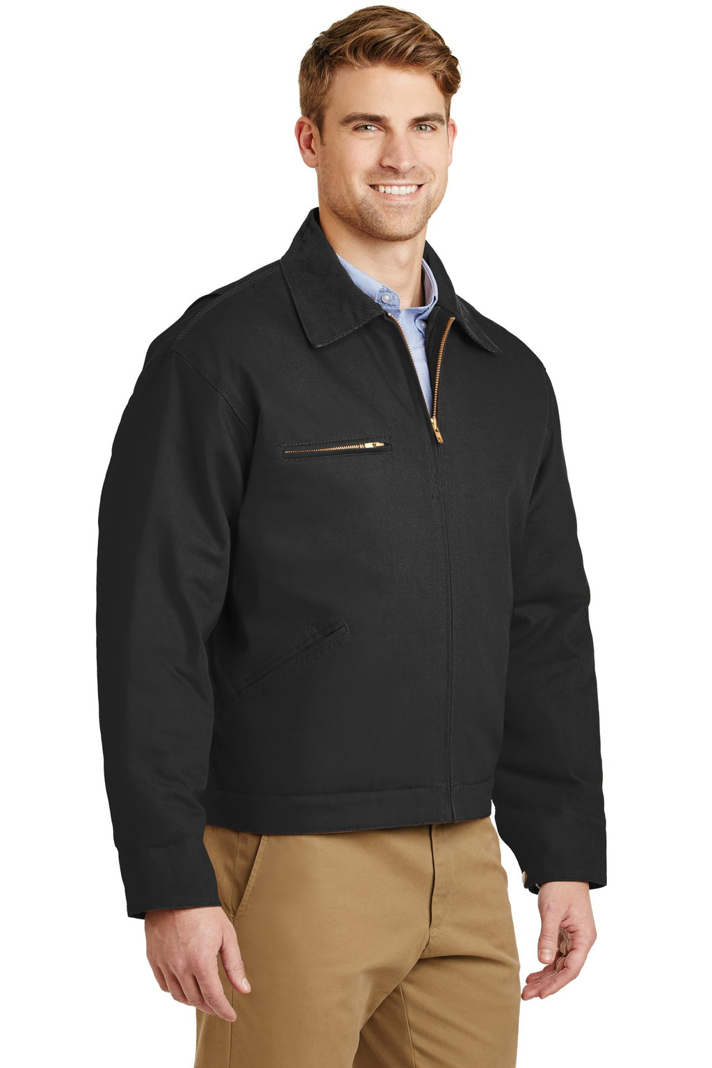 CornerStone - Duck Cloth Work Jacket. J763 - Black - three_q