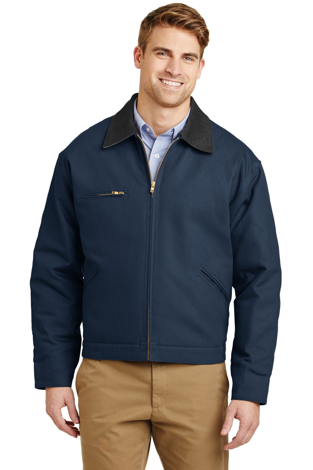 CornerStone - Duck Cloth Work Jacket. J763 - Navy/ Black - front