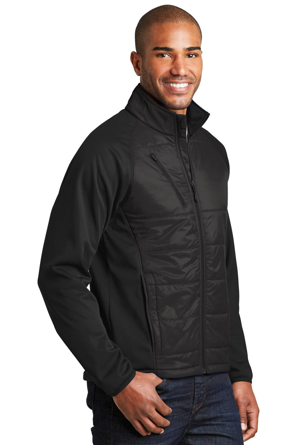 Port Authority Hybrid Soft Shell Jacket. J787 - Deep Black - three_q
