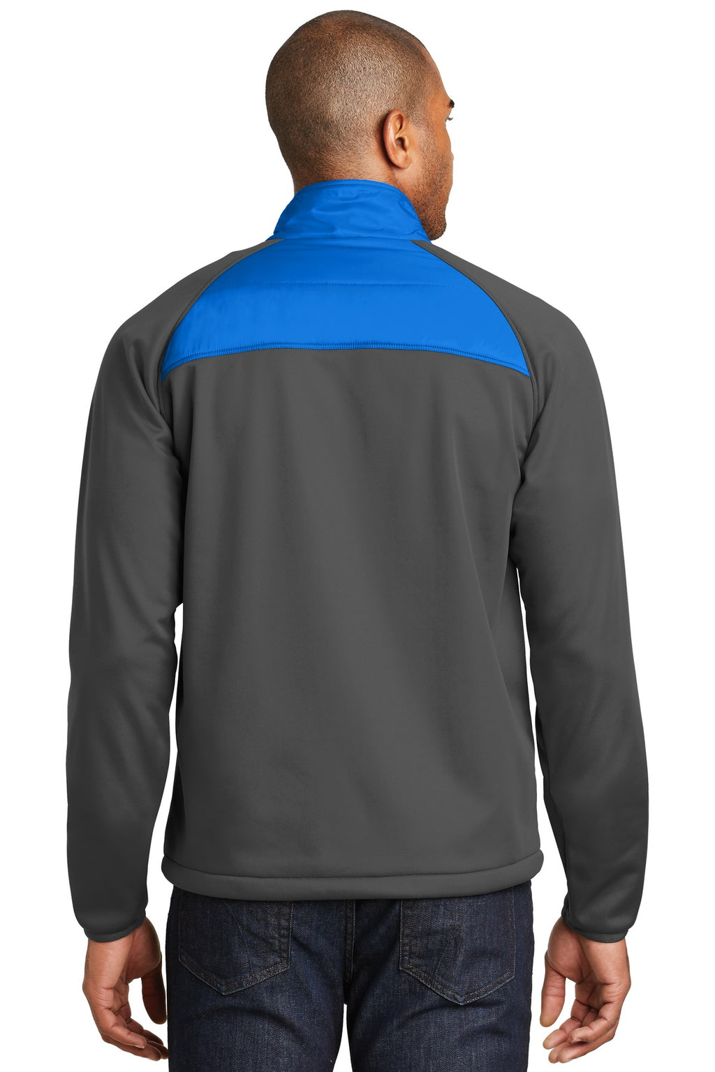 Port Authority Hybrid Soft Shell Jacket. J787 - Skydiver Blue/ Grey Steel - back