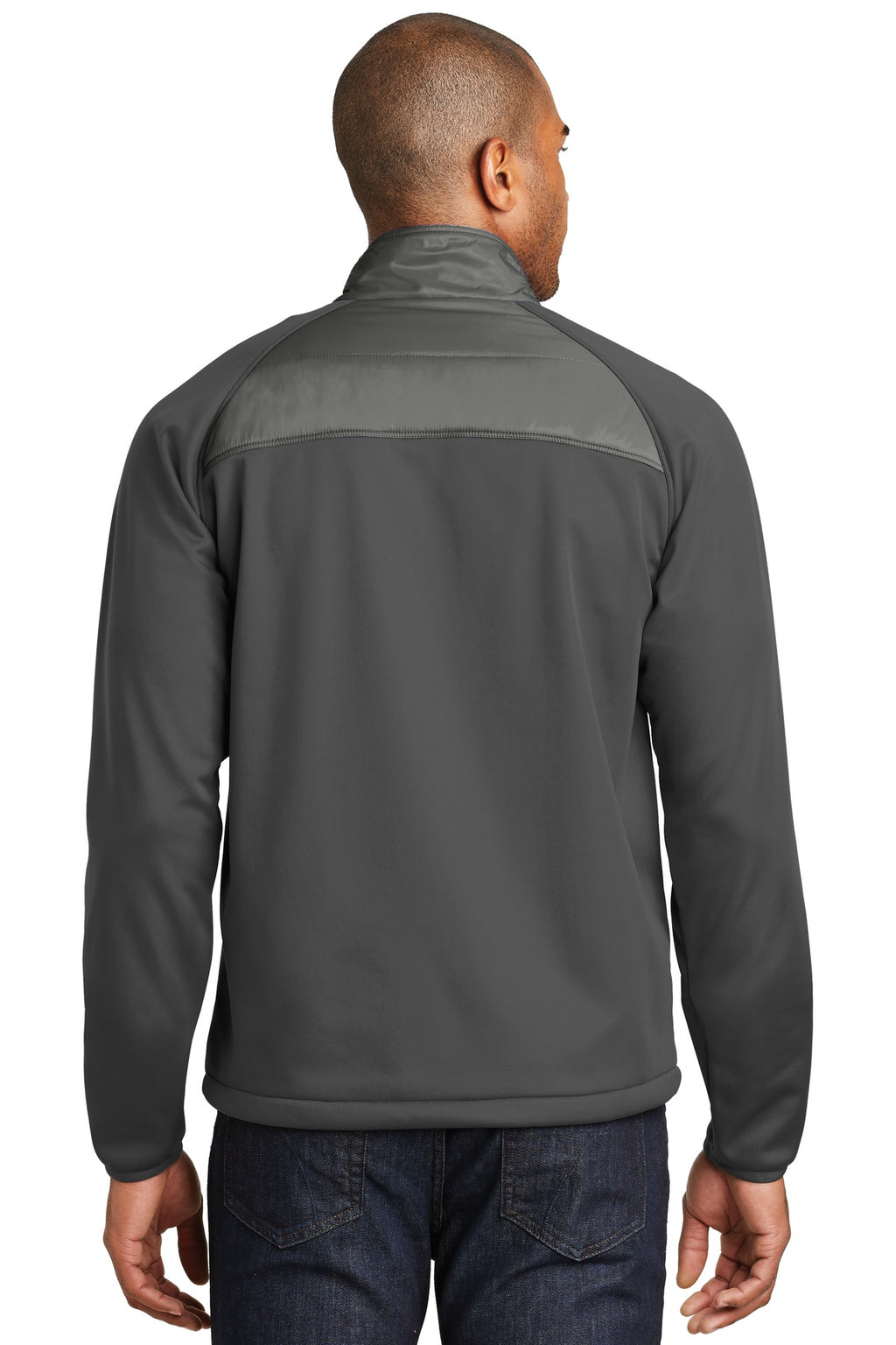 Port Authority Hybrid Soft Shell Jacket. J787 - Smoke Grey/ Grey Steel - back