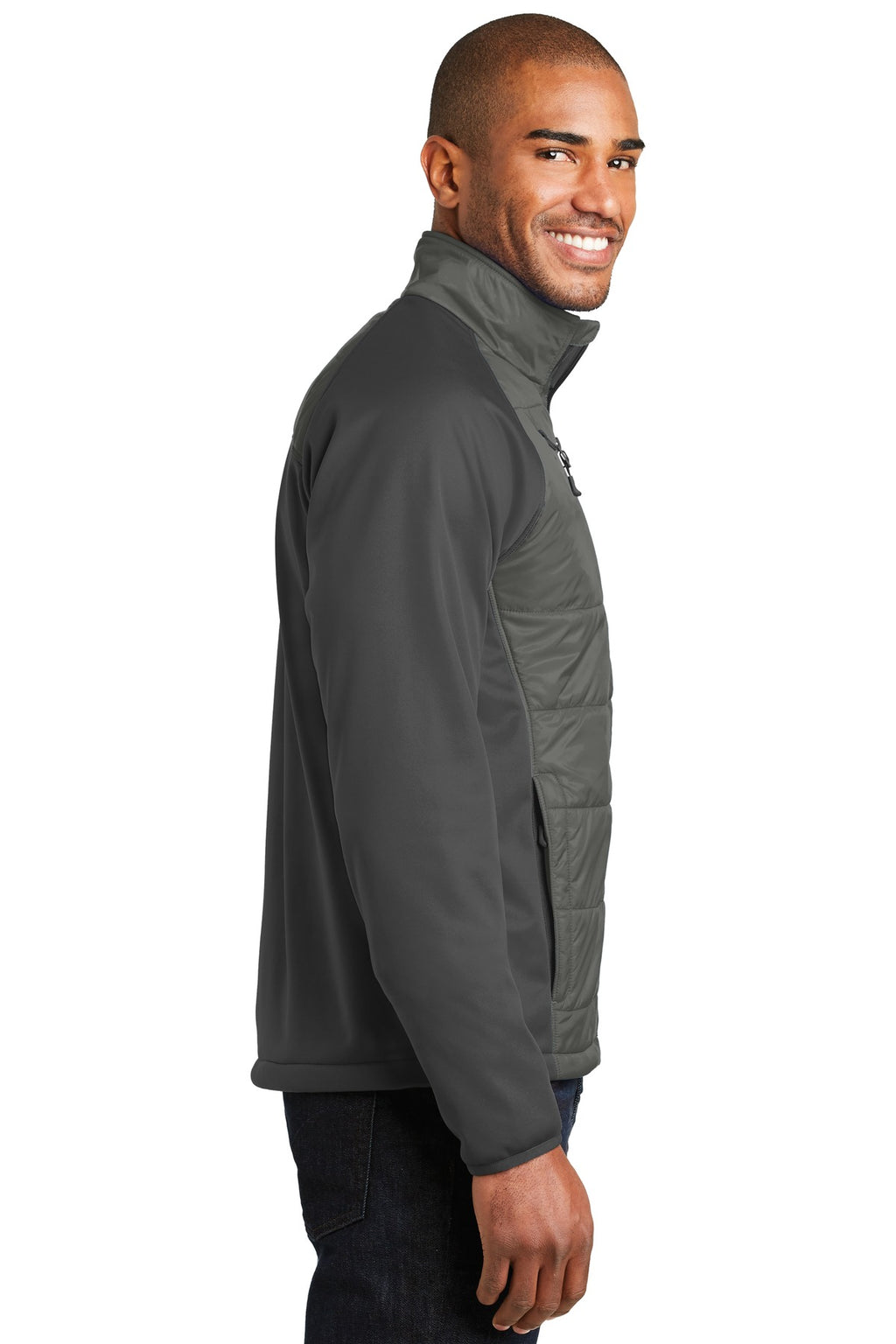Port Authority Hybrid Soft Shell Jacket. J787 - Smoke Grey/ Grey Steel - side