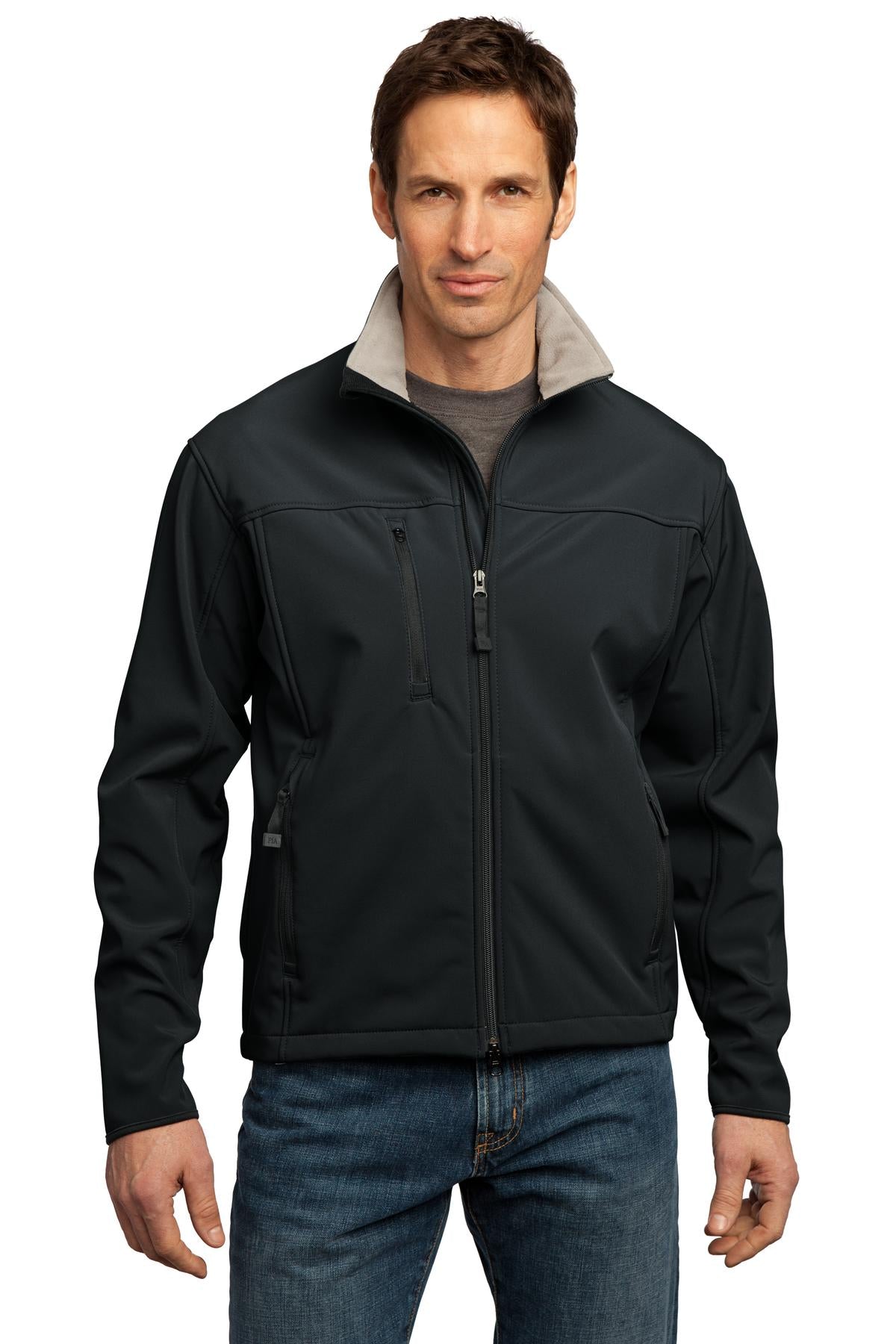 Port Authority Tall Glacier Soft Shell Jacket. TLJ790 - Black/ Chrome - front