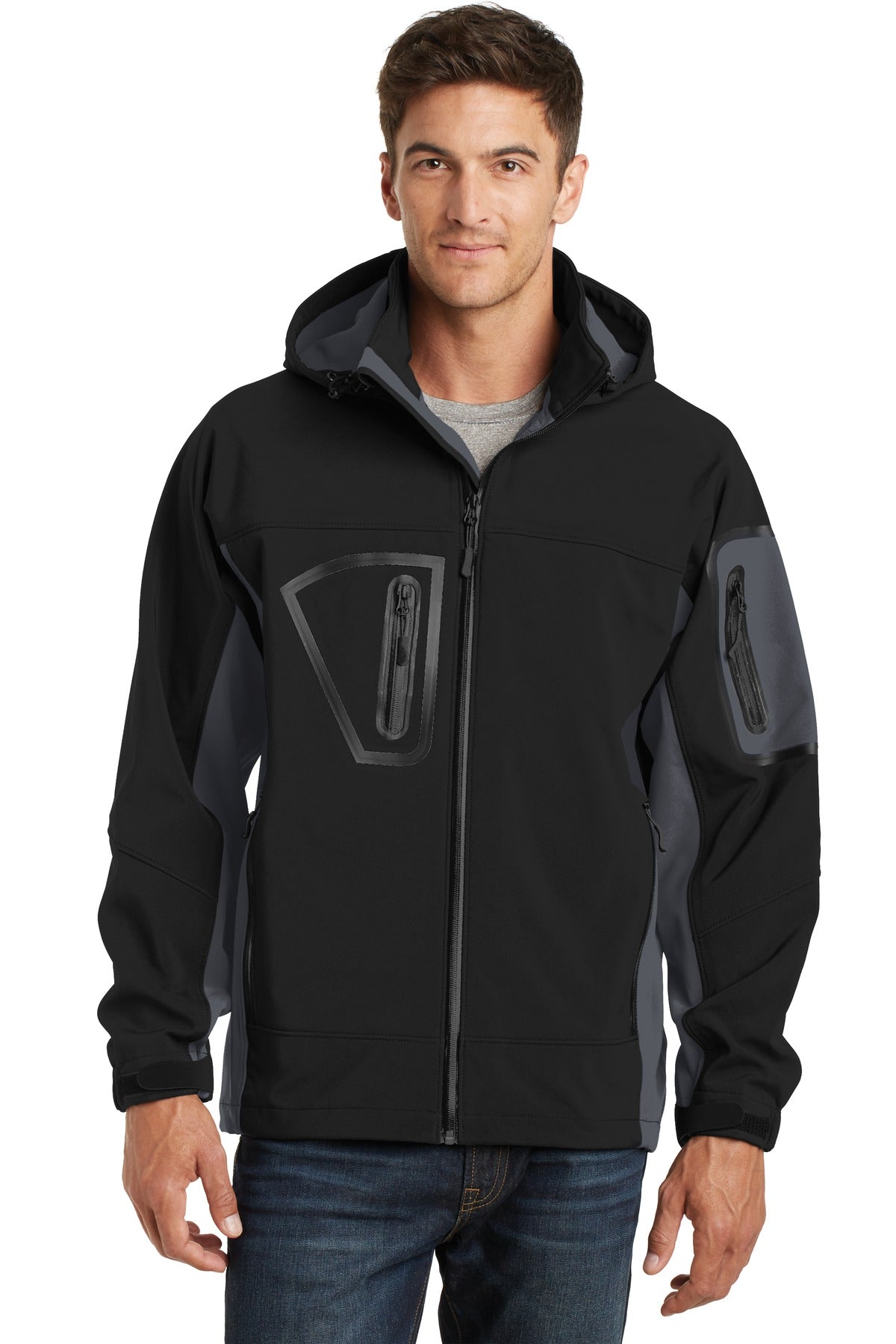 Port Authority Waterproof Soft Shell Jacket. J798 - Black/ Graphite - front