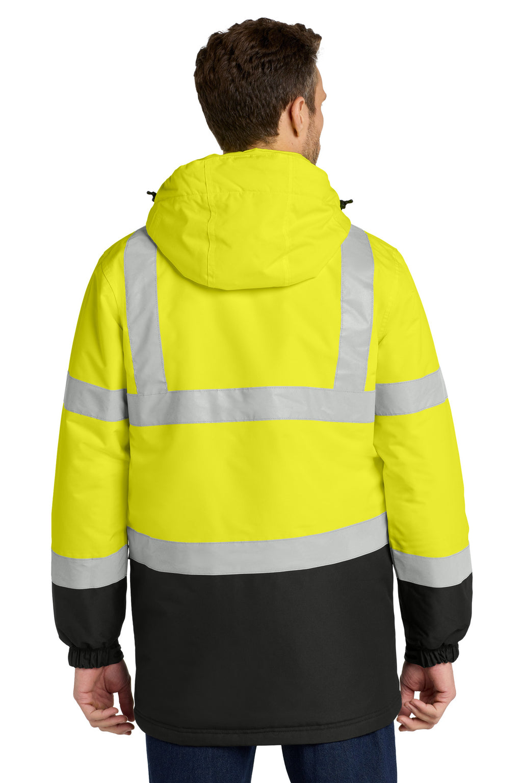 Port Authority ANSI 107 Class 3 Safety Heavyweight Parka. J799S - Safety Yellow/ Black/ Reflective - back