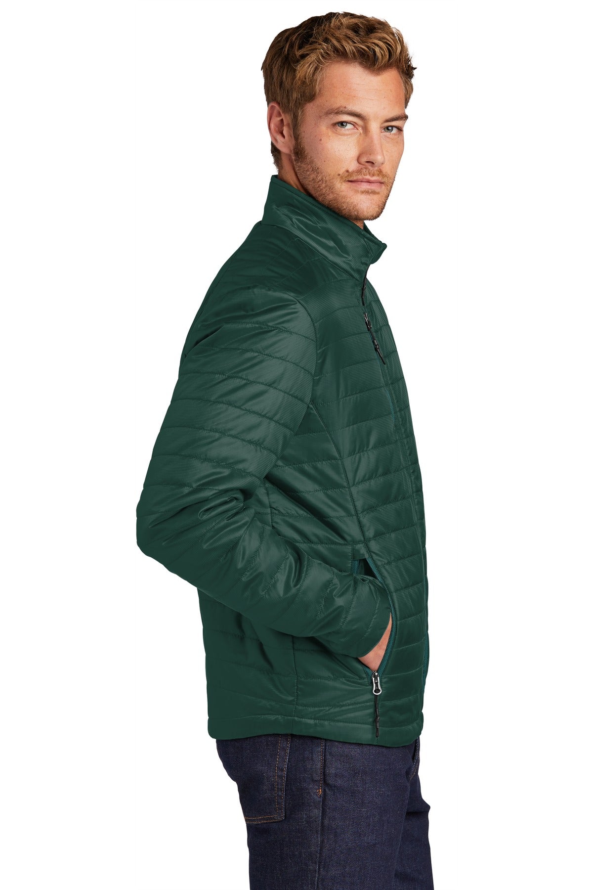 Port Authority Packable Puffy Jacket J850 - Tree Green/ Marine Green - side