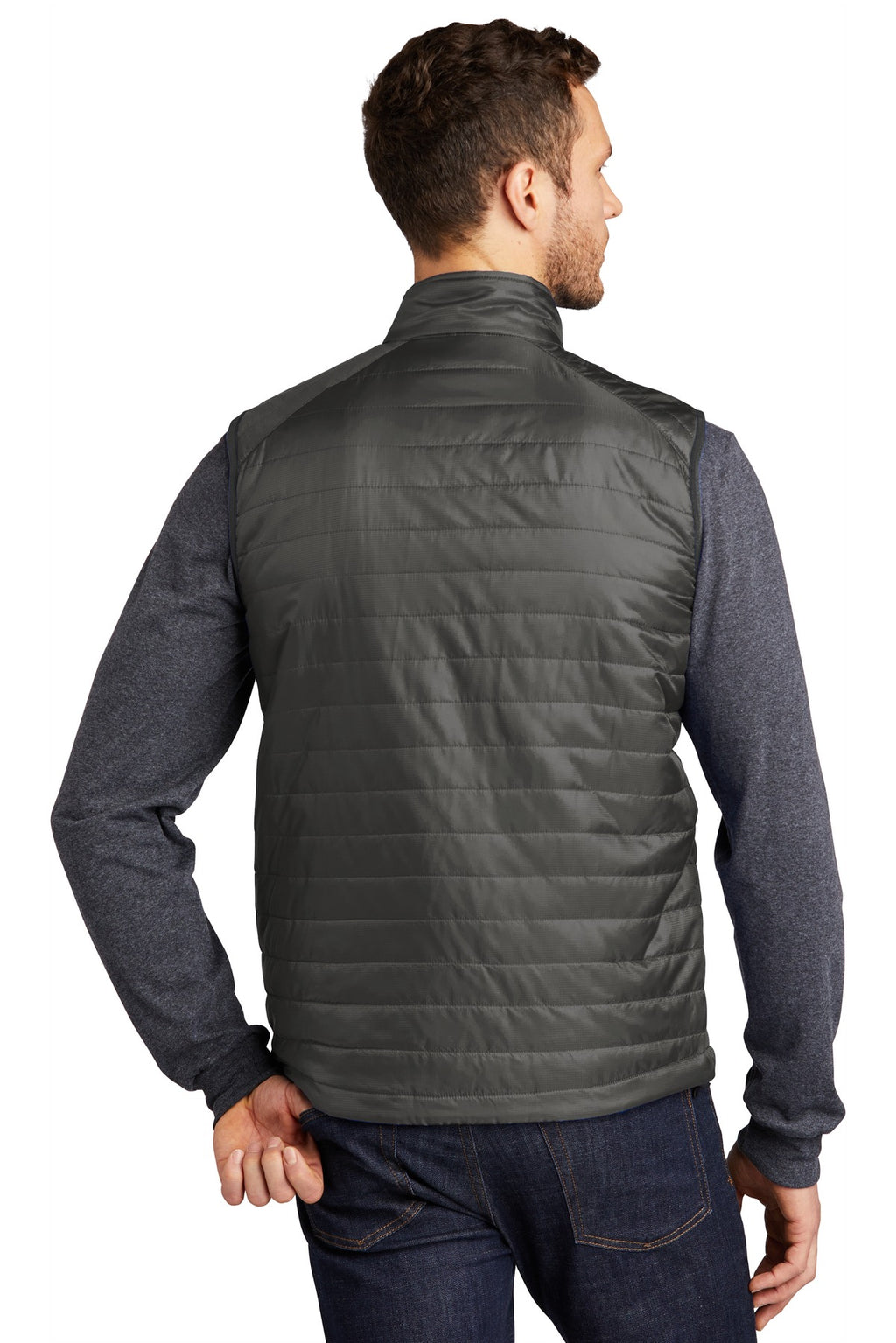 Port Authority Packable Puffy Vest J851 - Sterling Grey/ Graphite - back