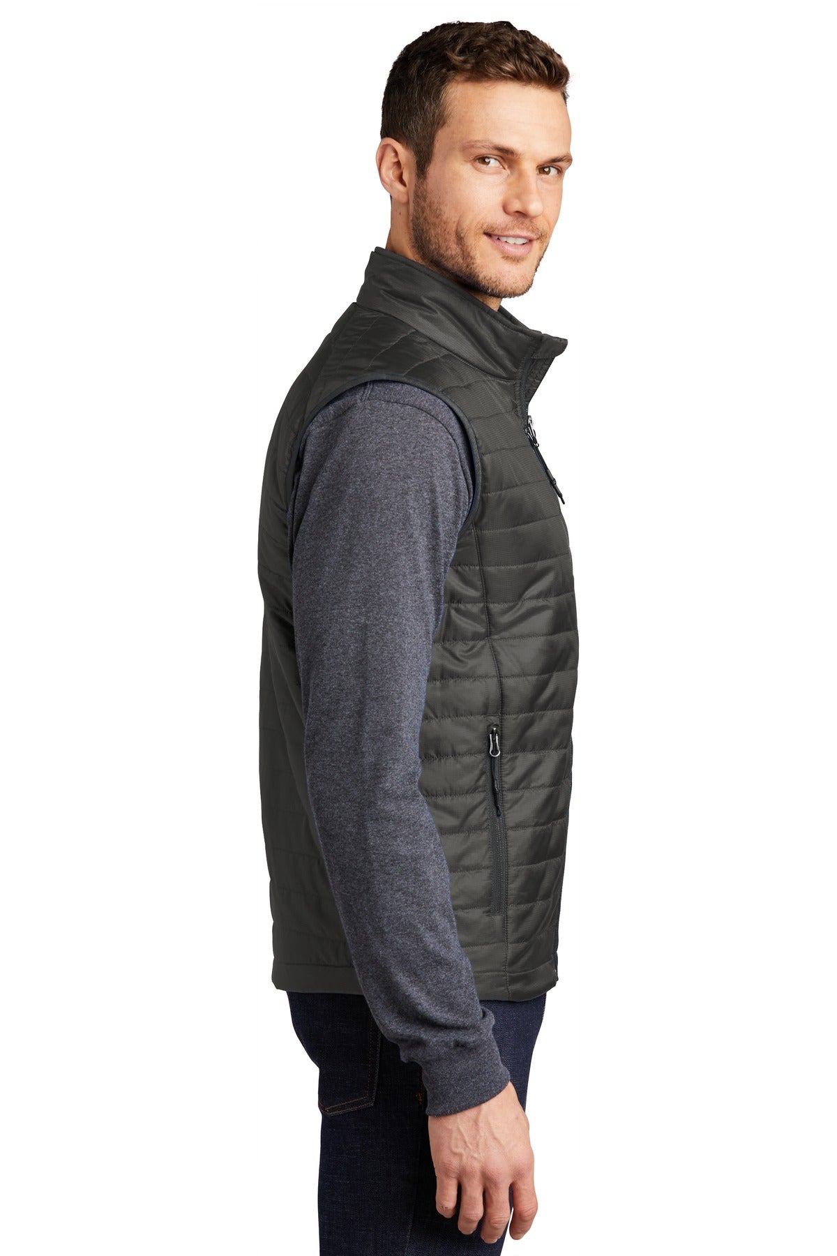 Port Authority Packable Puffy Vest J851 - Sterling Grey/ Graphite - side