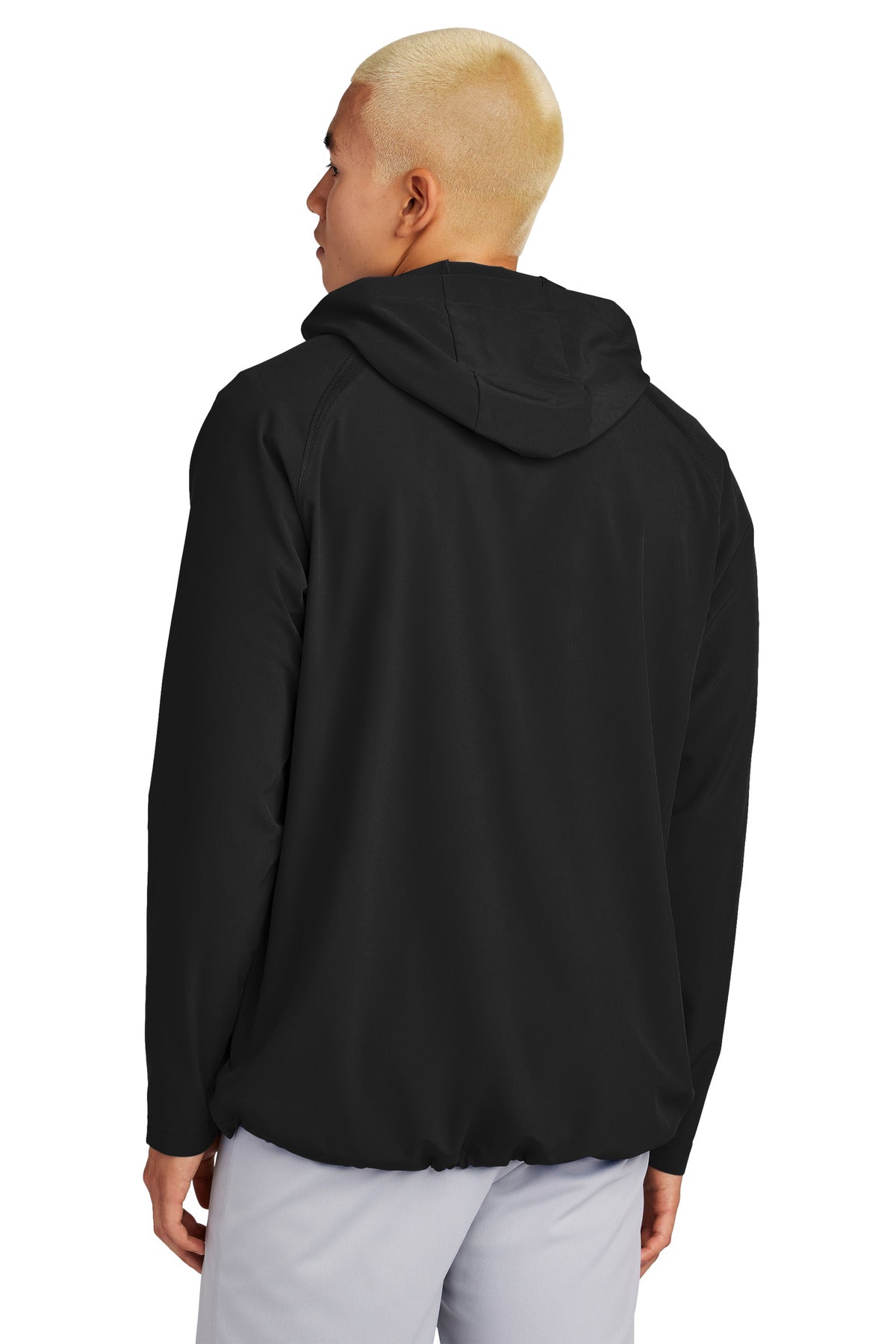 Sport-Tek Repeat 1/2-Zip Long Sleeve Hooded Jacket JST488 - Black - back