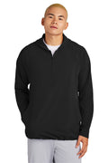 Sport-Tek Repeat 1/2-Zip Long Sleeve Hooded Jacket JST488 - Black - front