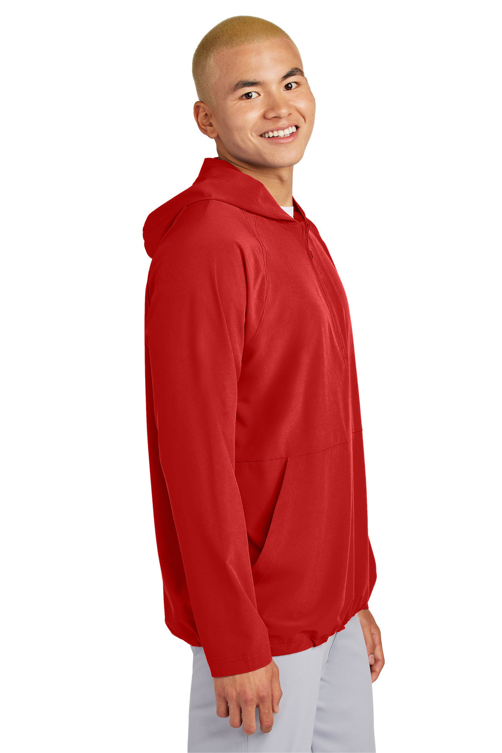 Sport-Tek Repeat 1/2-Zip Long Sleeve Hooded Jacket JST488 - Deep Red - side