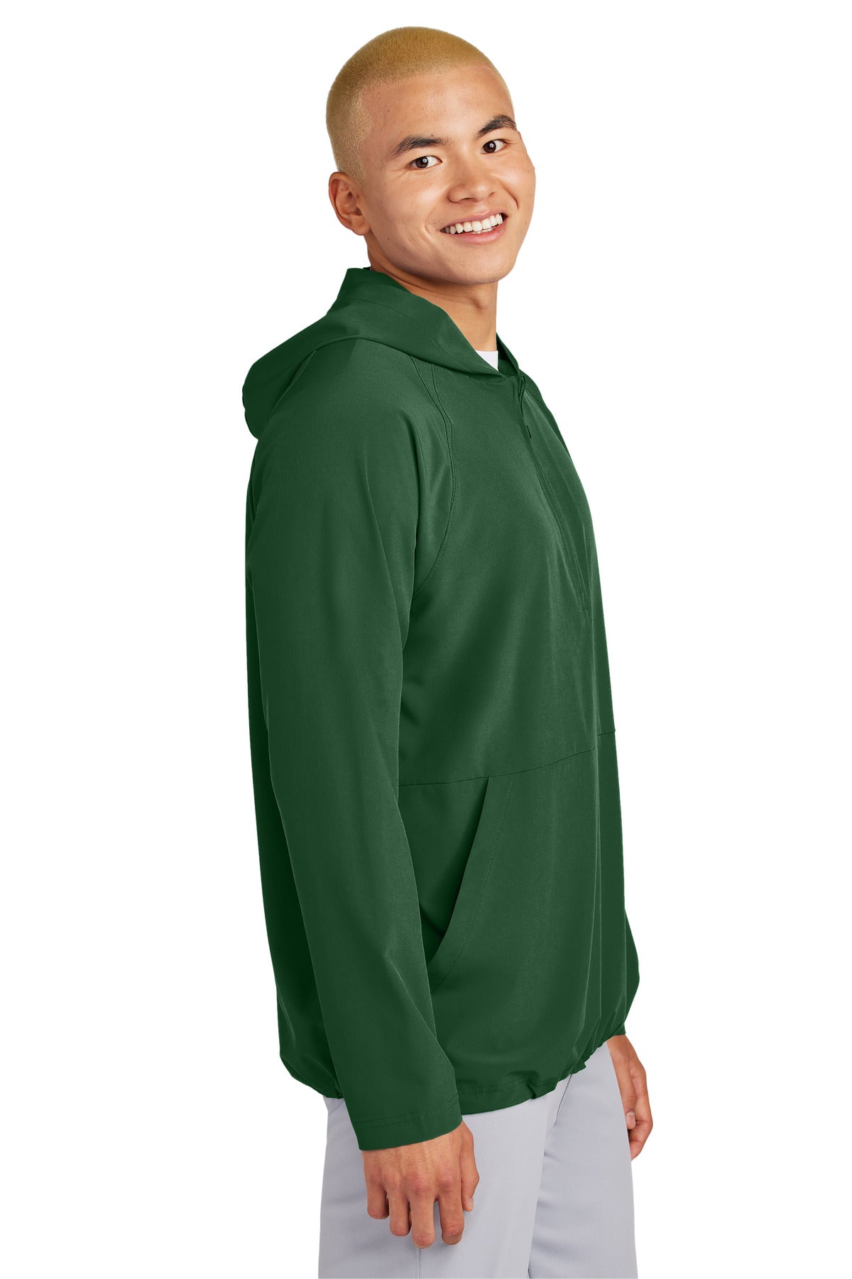 Sport-Tek Repeat 1/2-Zip Long Sleeve Hooded Jacket JST488 - Forest Green - side
