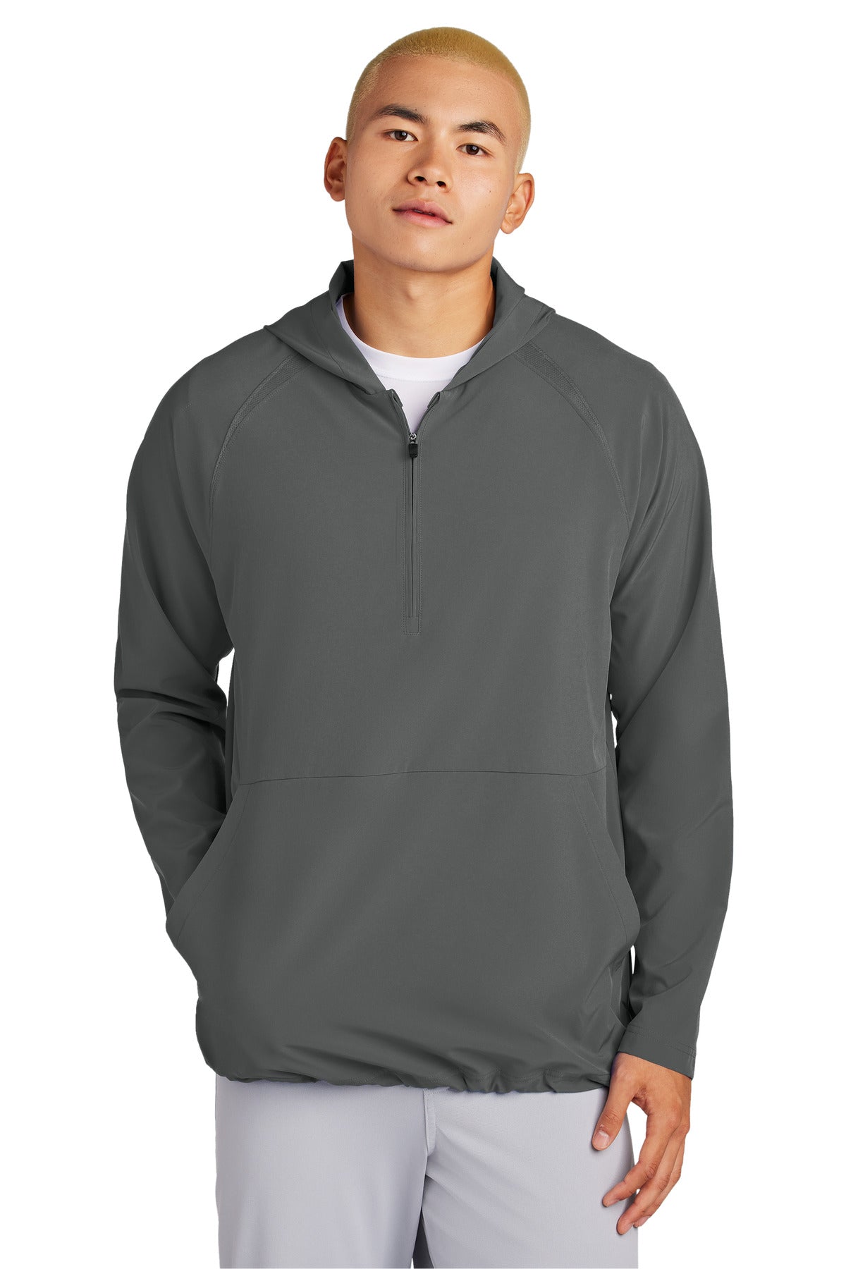 Sport-Tek Repeat 1/2-Zip Long Sleeve Hooded Jacket JST488 - Iron Grey - front