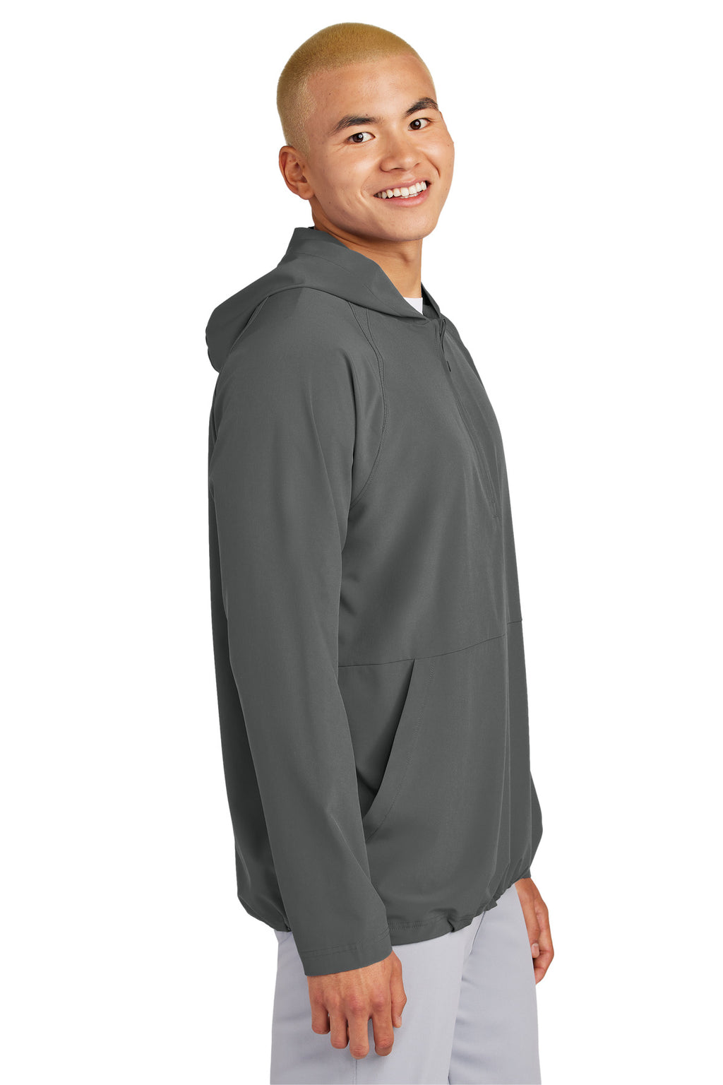 Sport-Tek Repeat 1/2-Zip Long Sleeve Hooded Jacket JST488 - Iron Grey - side
