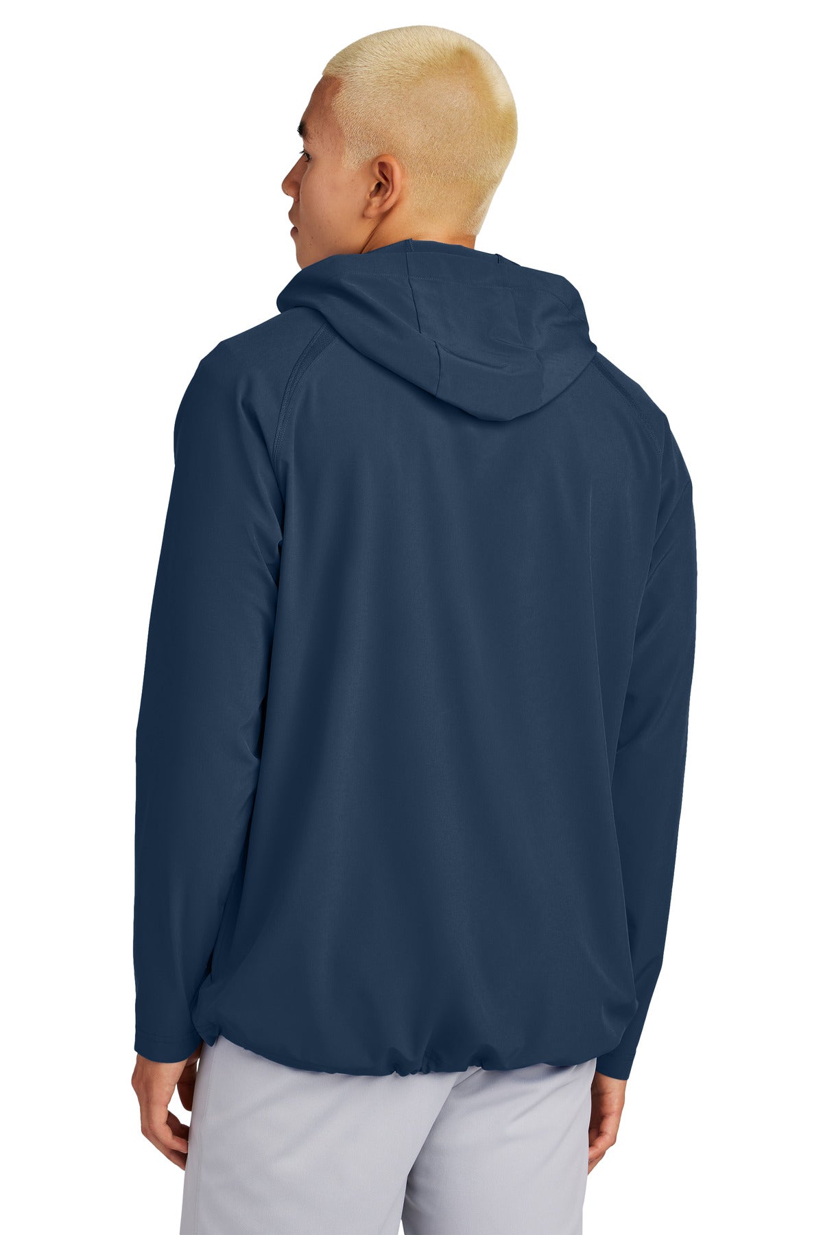 Sport-Tek Repeat 1/2-Zip Long Sleeve Hooded Jacket JST488 - True Navy - back