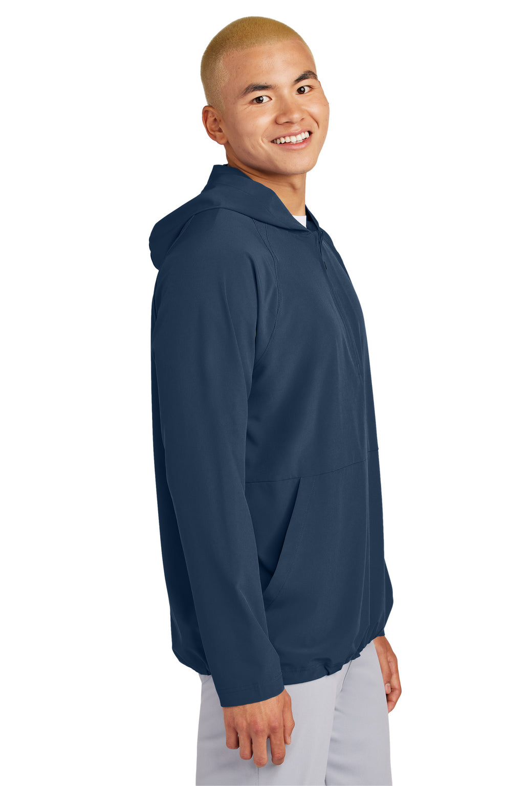 Sport-Tek Repeat 1/2-Zip Long Sleeve Hooded Jacket JST488 - True Navy - side
