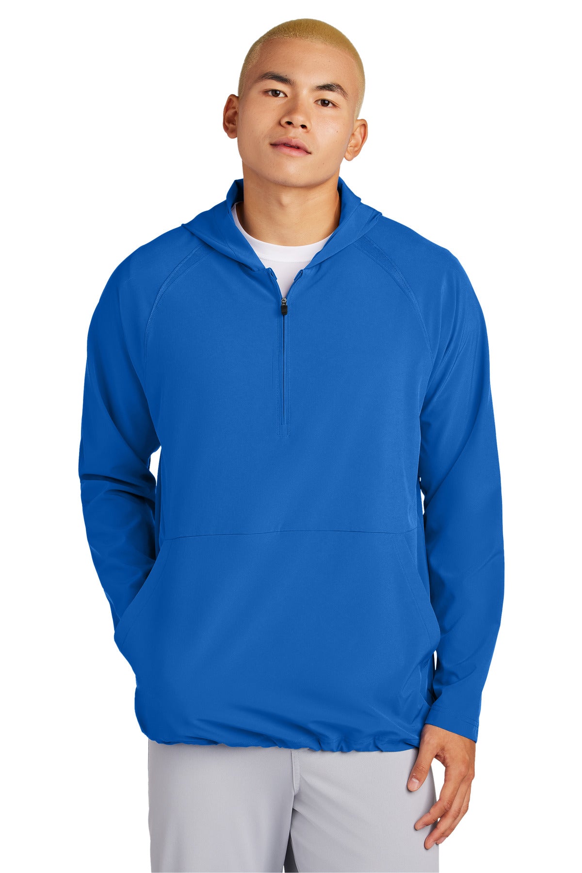 Sport-Tek Repeat 1/2-Zip Long Sleeve Hooded Jacket JST488 - True Royal - front