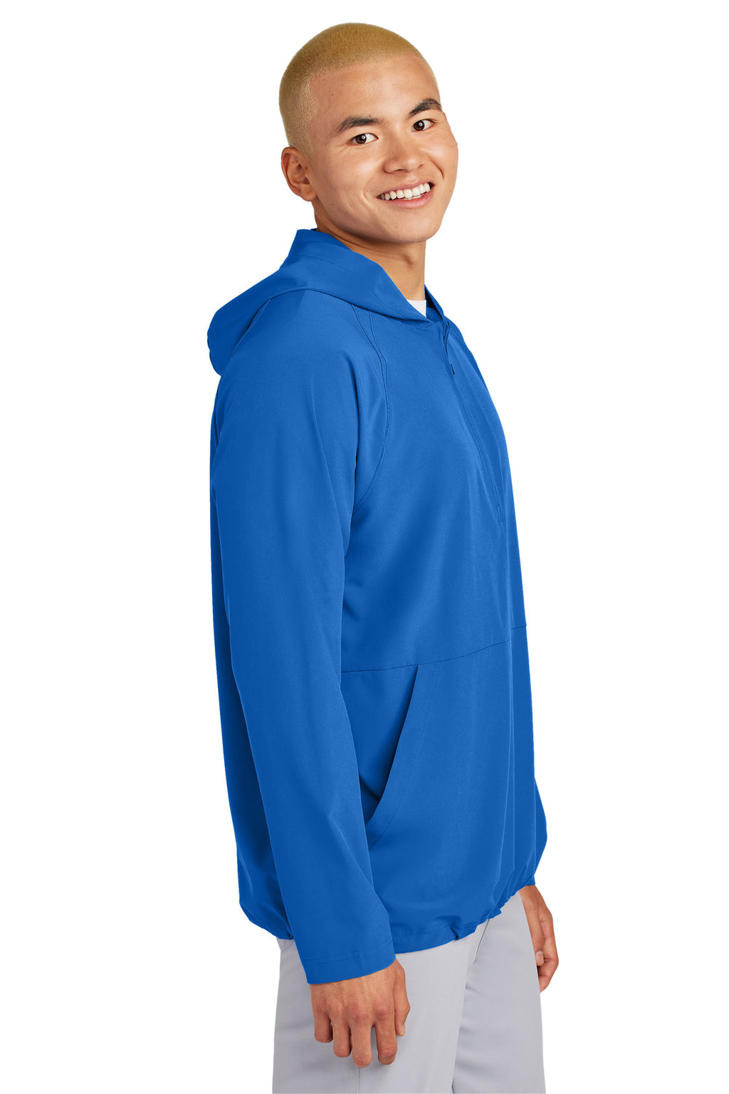 Sport-Tek Repeat 1/2-Zip Long Sleeve Hooded Jacket JST488 - True Royal - side