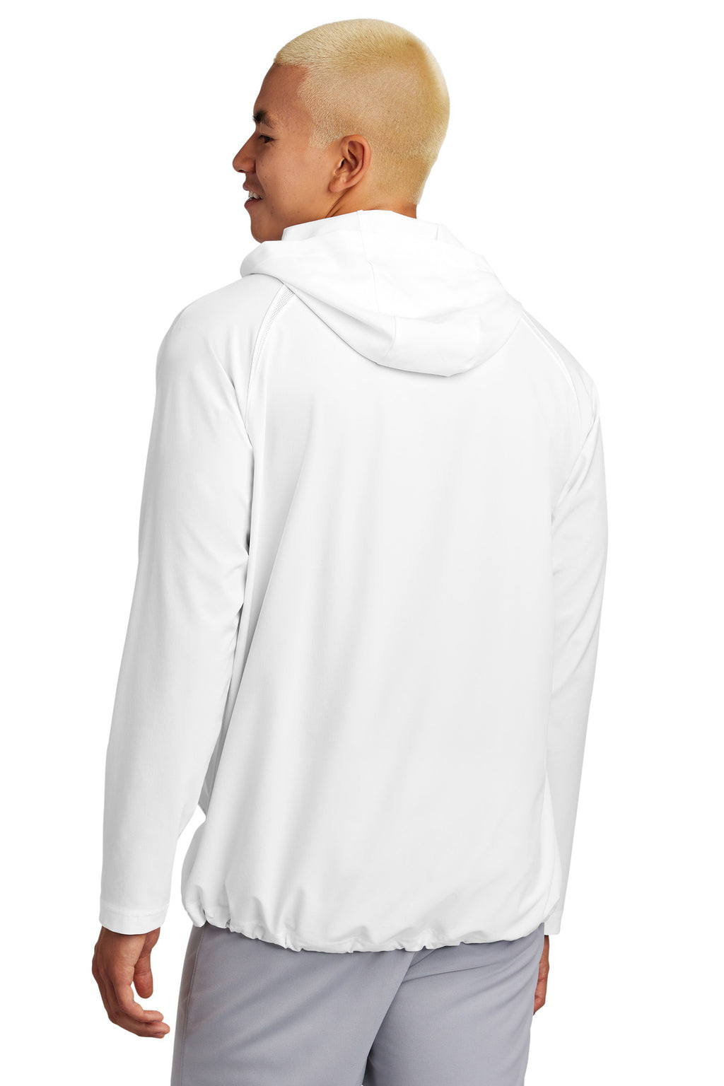 Sport-Tek Repeat 1/2-Zip Long Sleeve Hooded Jacket JST488 - White - back